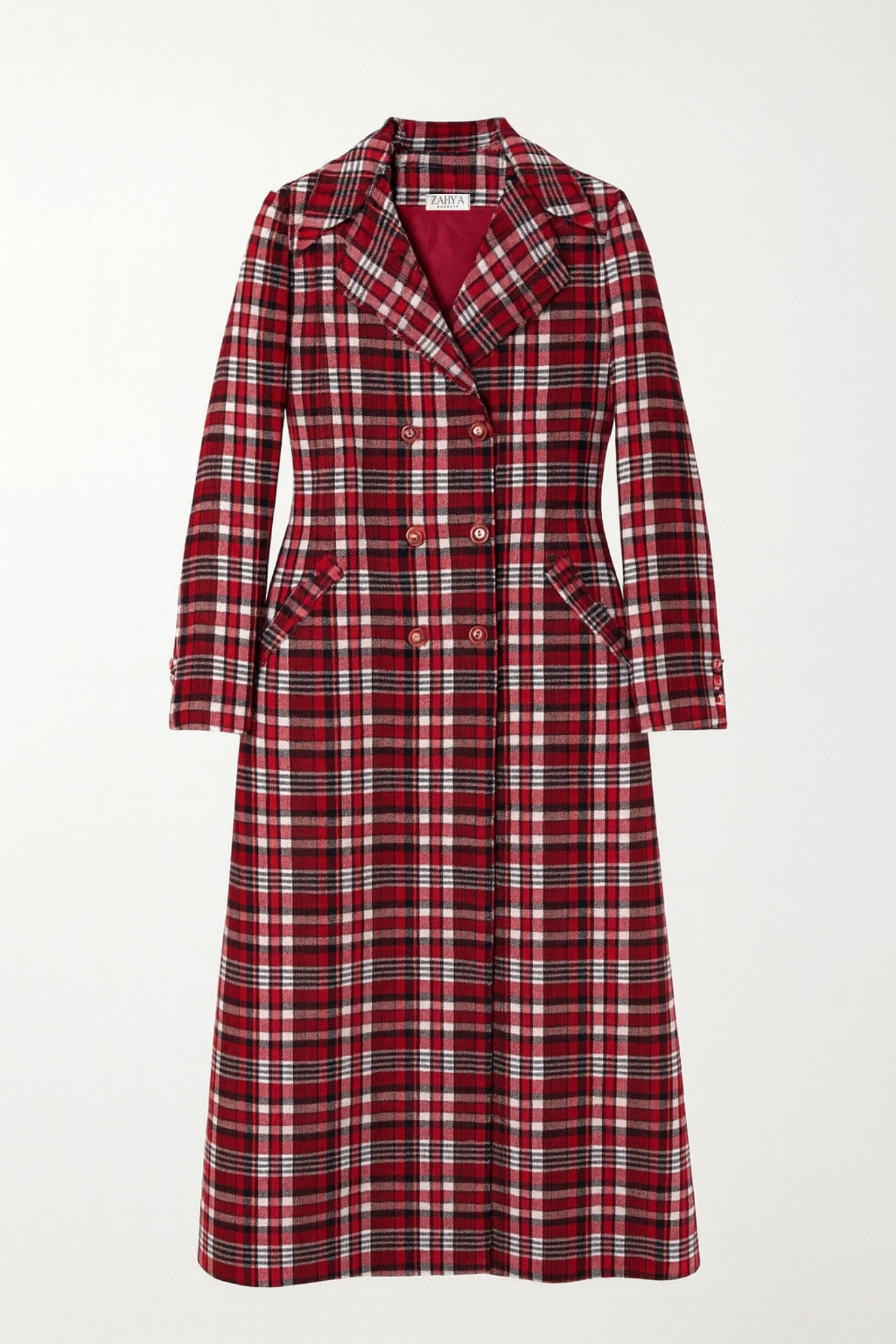 Heritage Check Coat - Red