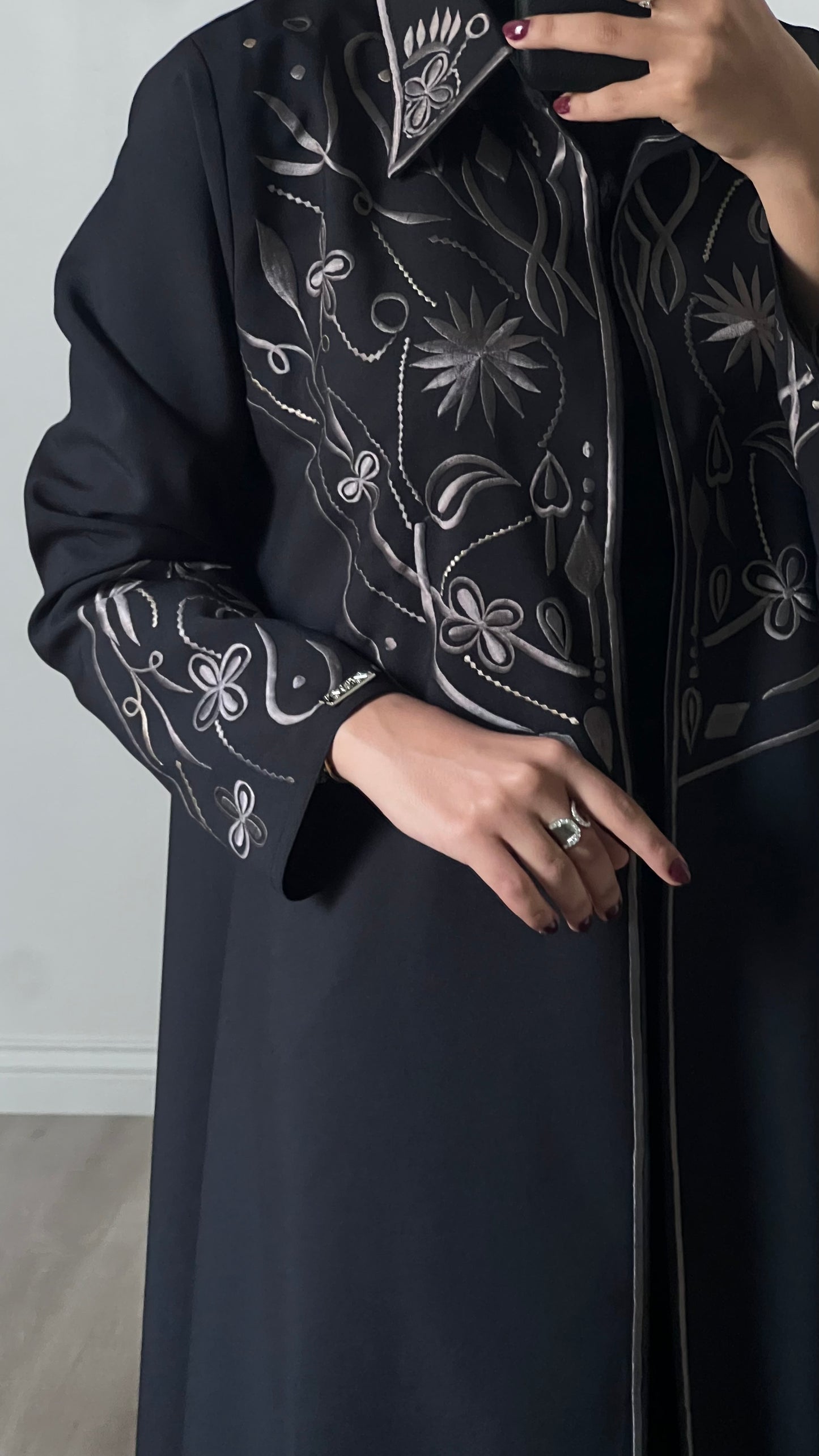 Brown embroidery abaya