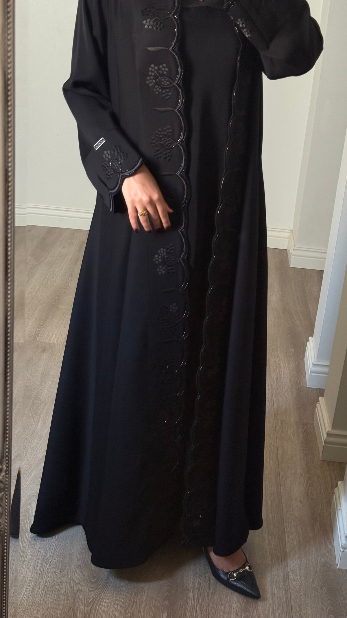 Midnight bloom abaya - Black