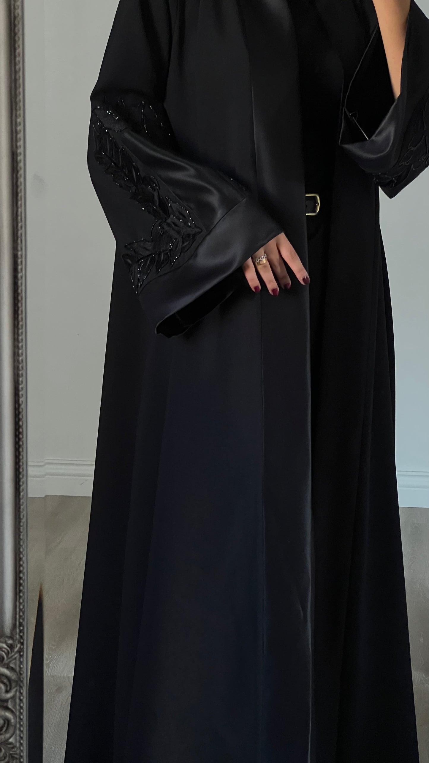 Black embroidered abaya