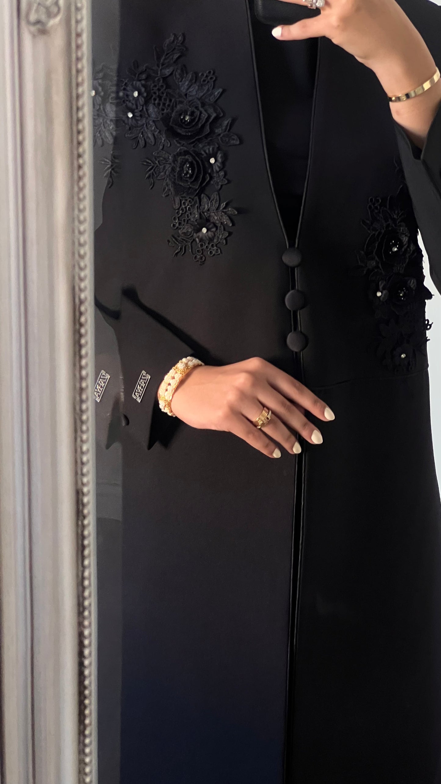 3D floral black blazer