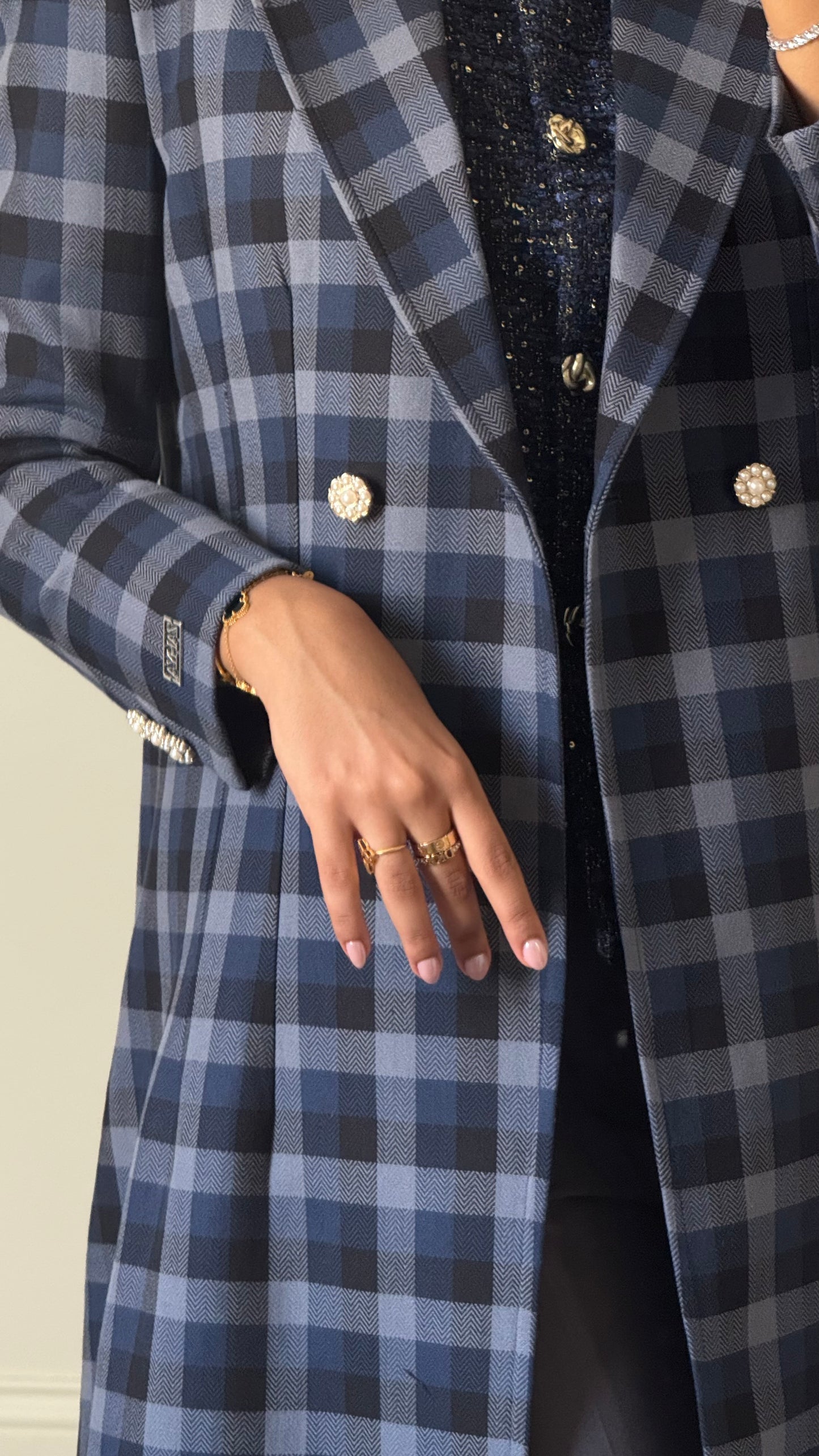 Heritage Check Coat - Blue