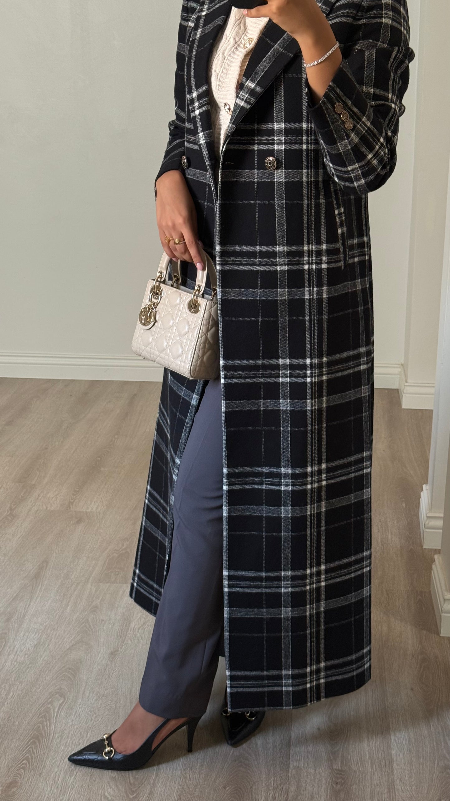 Heritage Check Coat - Black