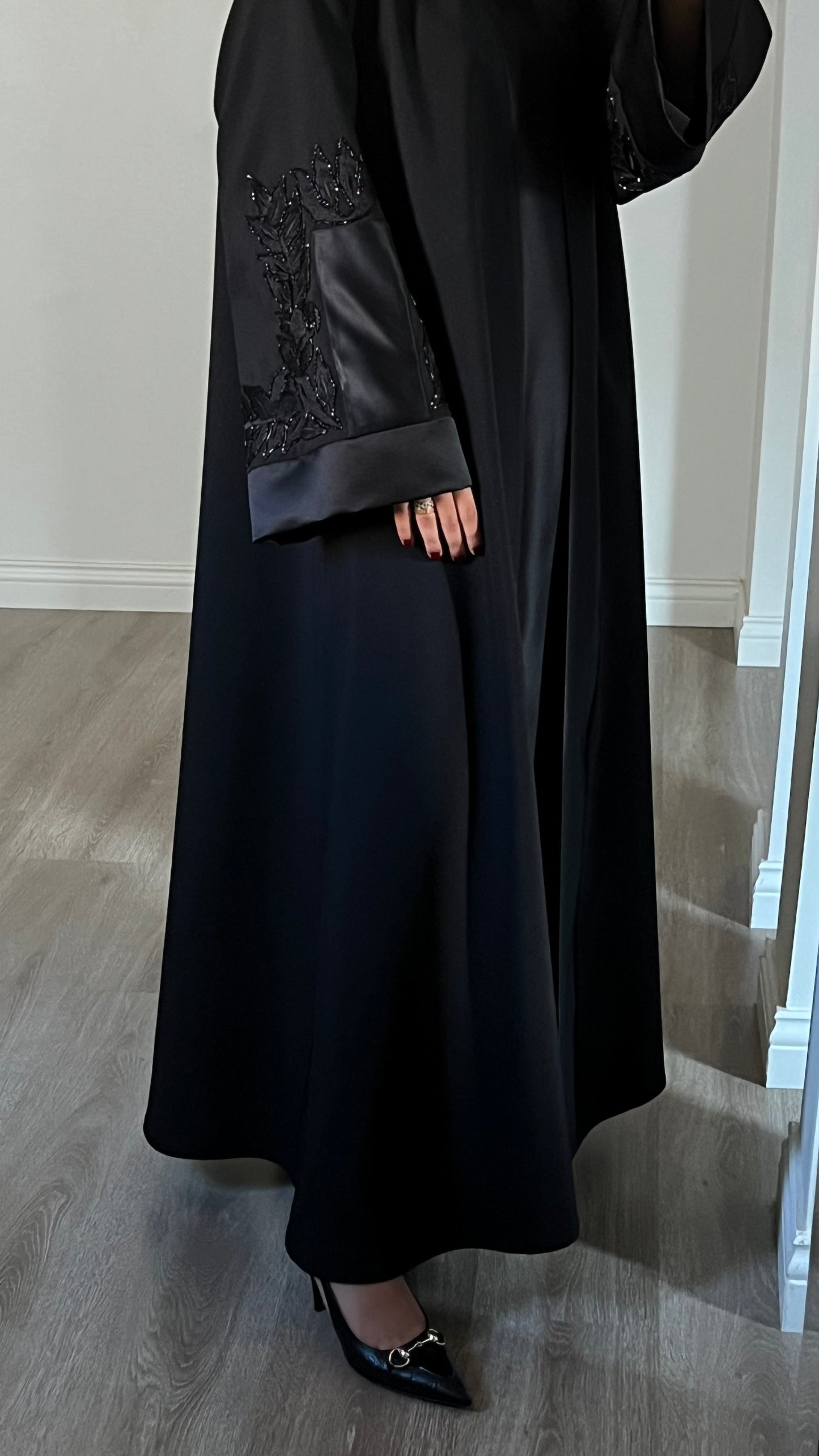 Black embroidered abaya