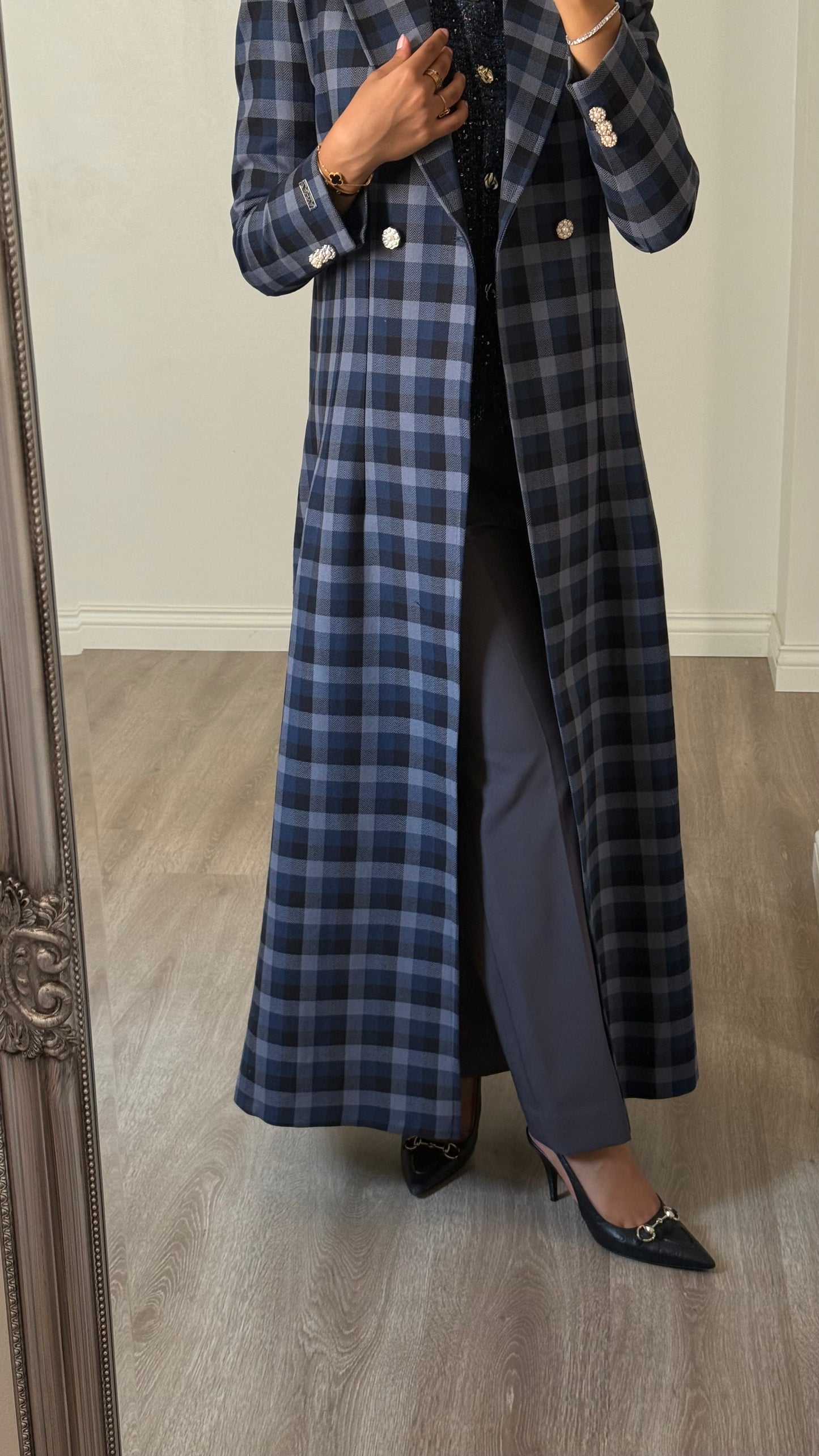 Heritage Check Coat - Blue