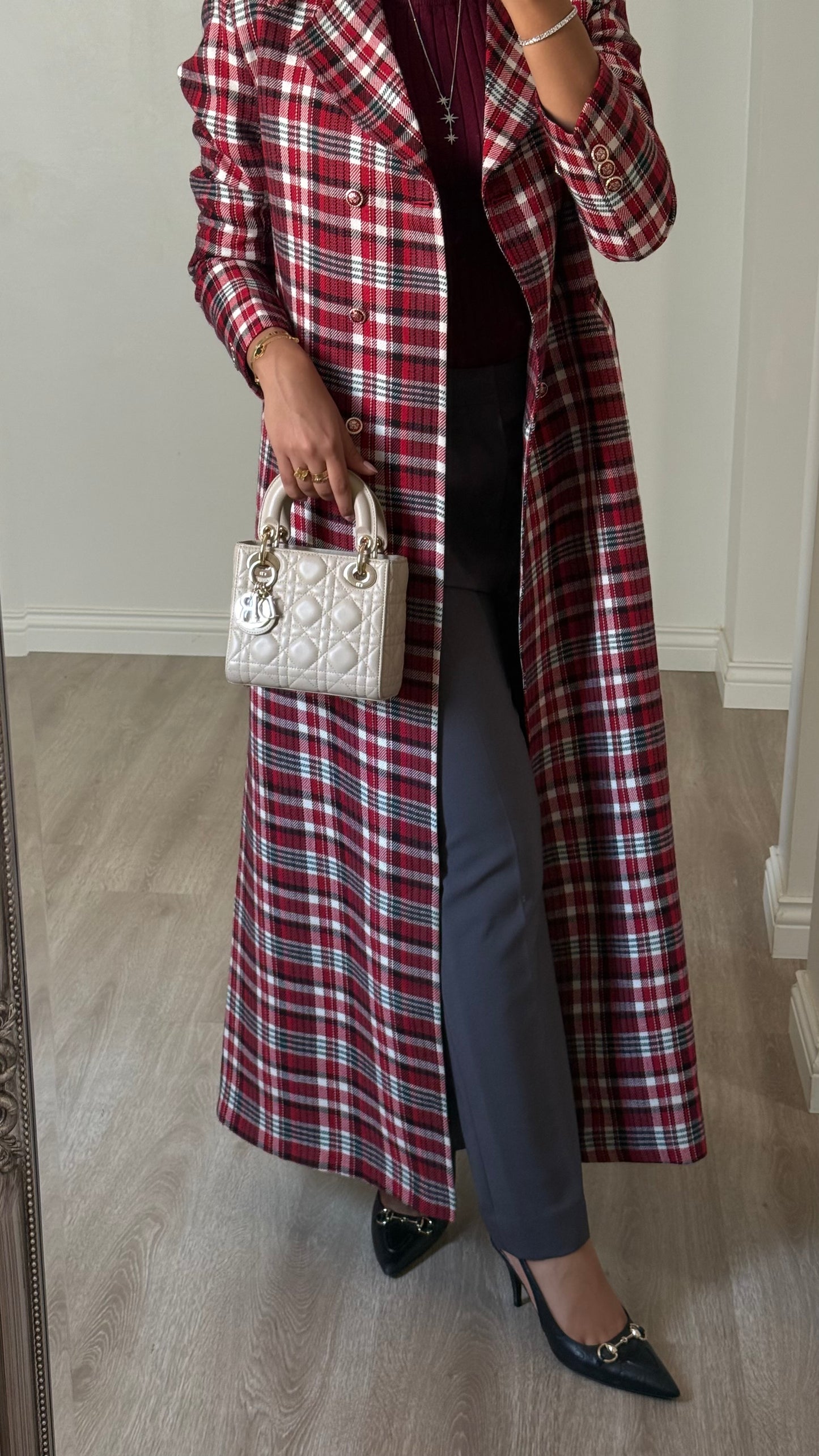 Heritage Check Coat - Red