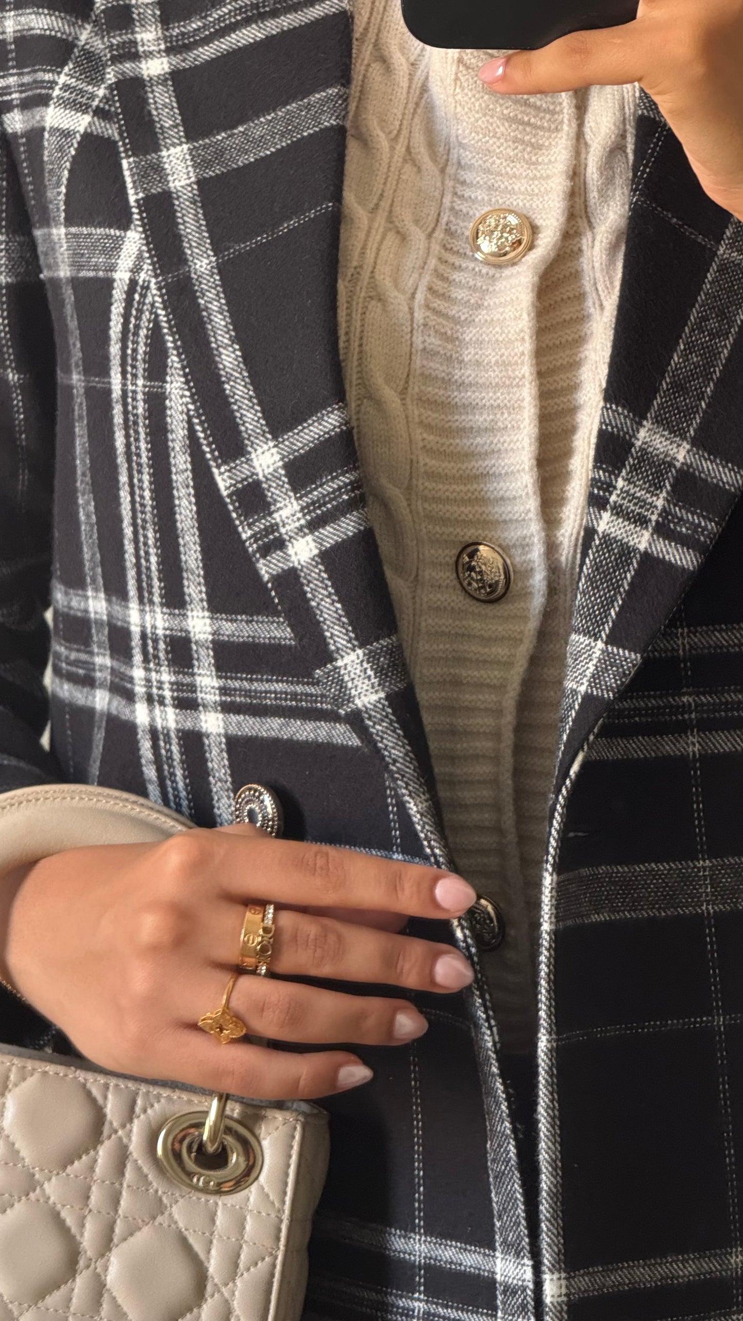 Heritage Check Coat - Black
