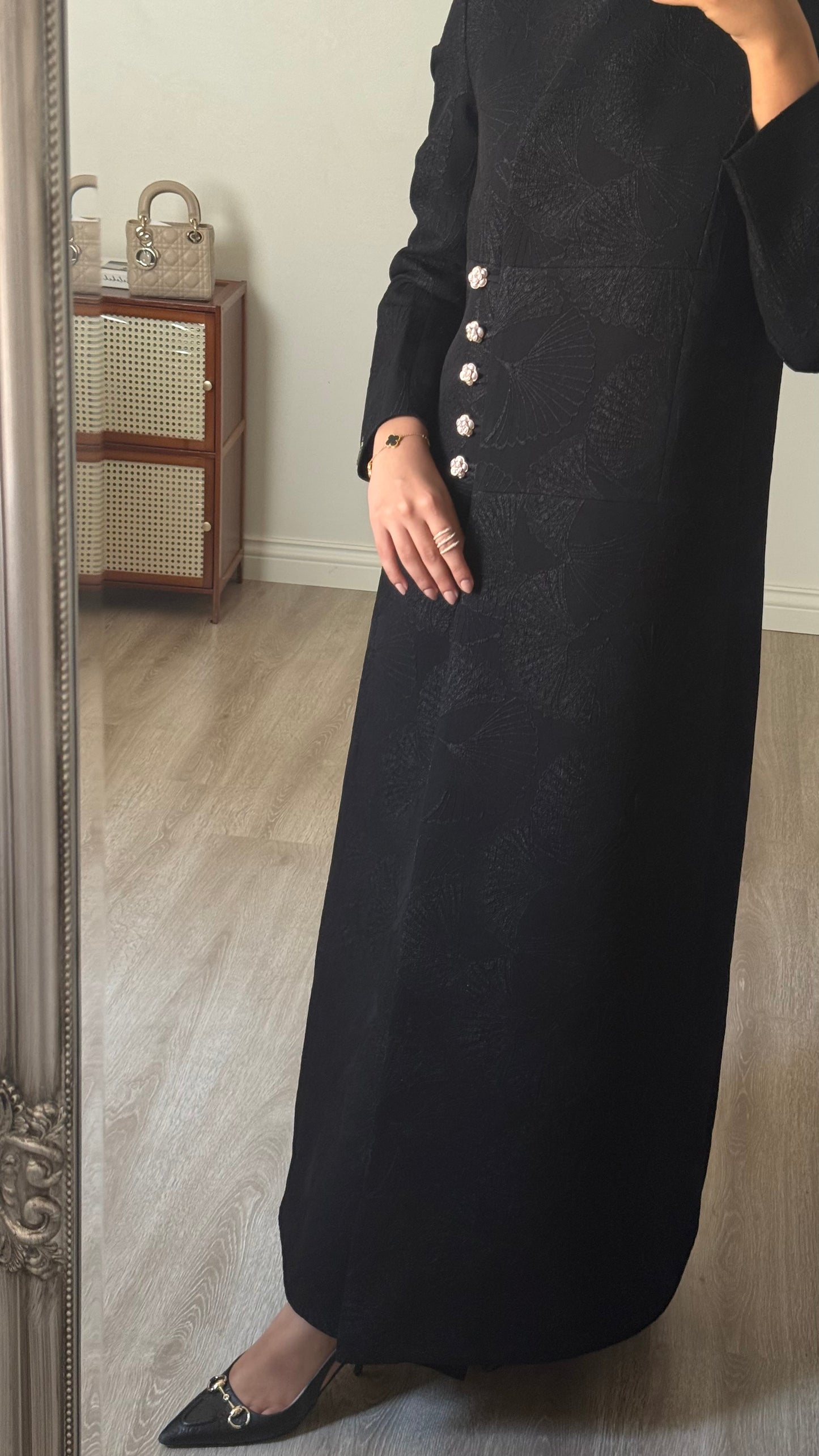 Black Bloom Button blazer