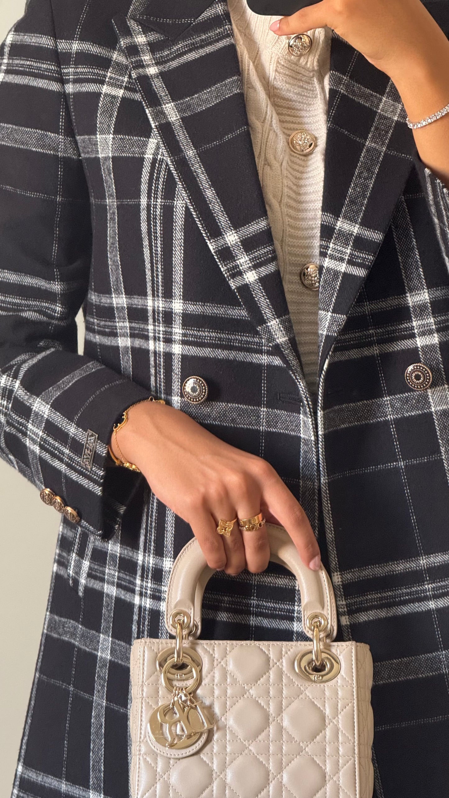 Heritage Check Coat - Black