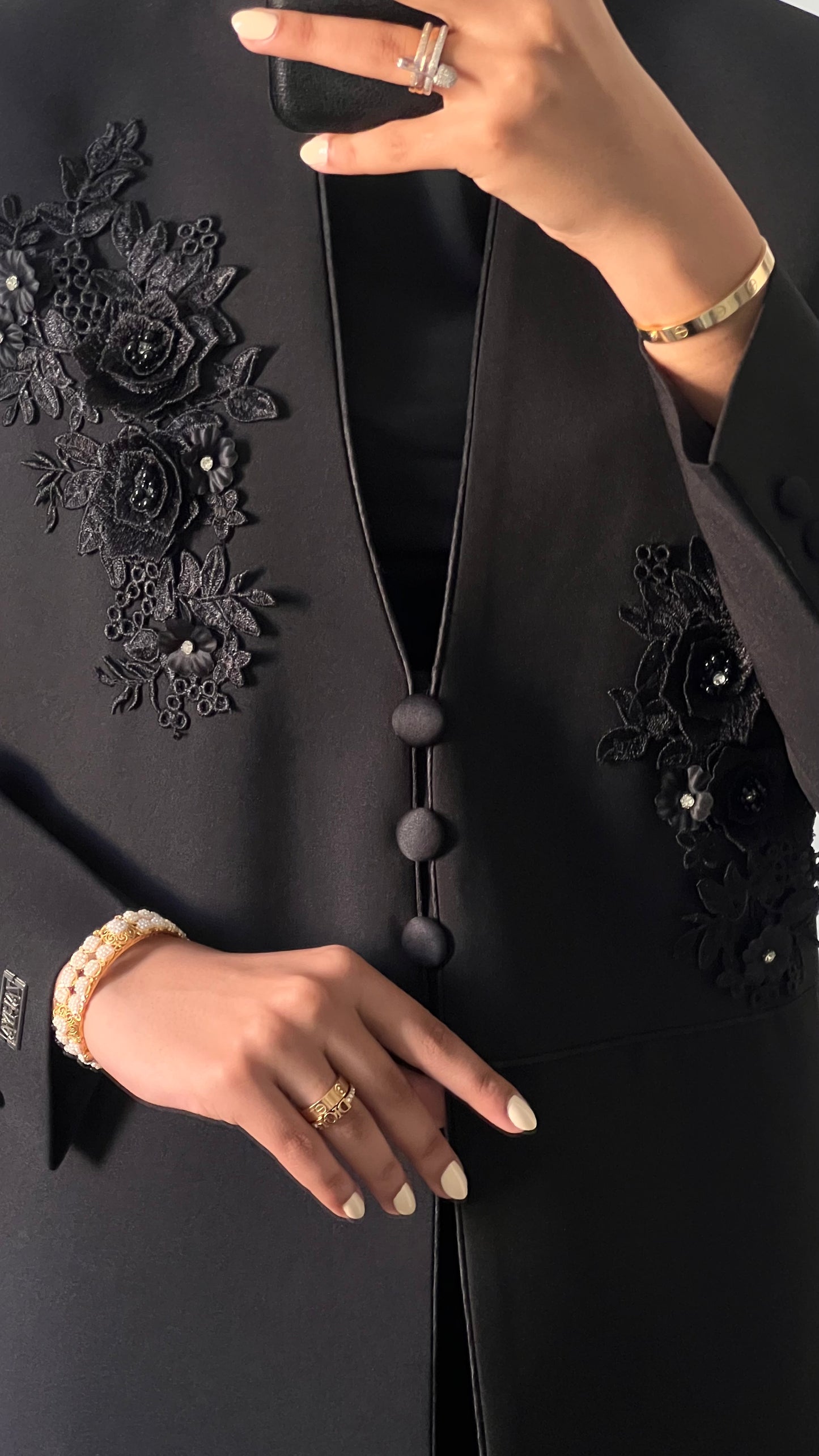 3D floral black blazer