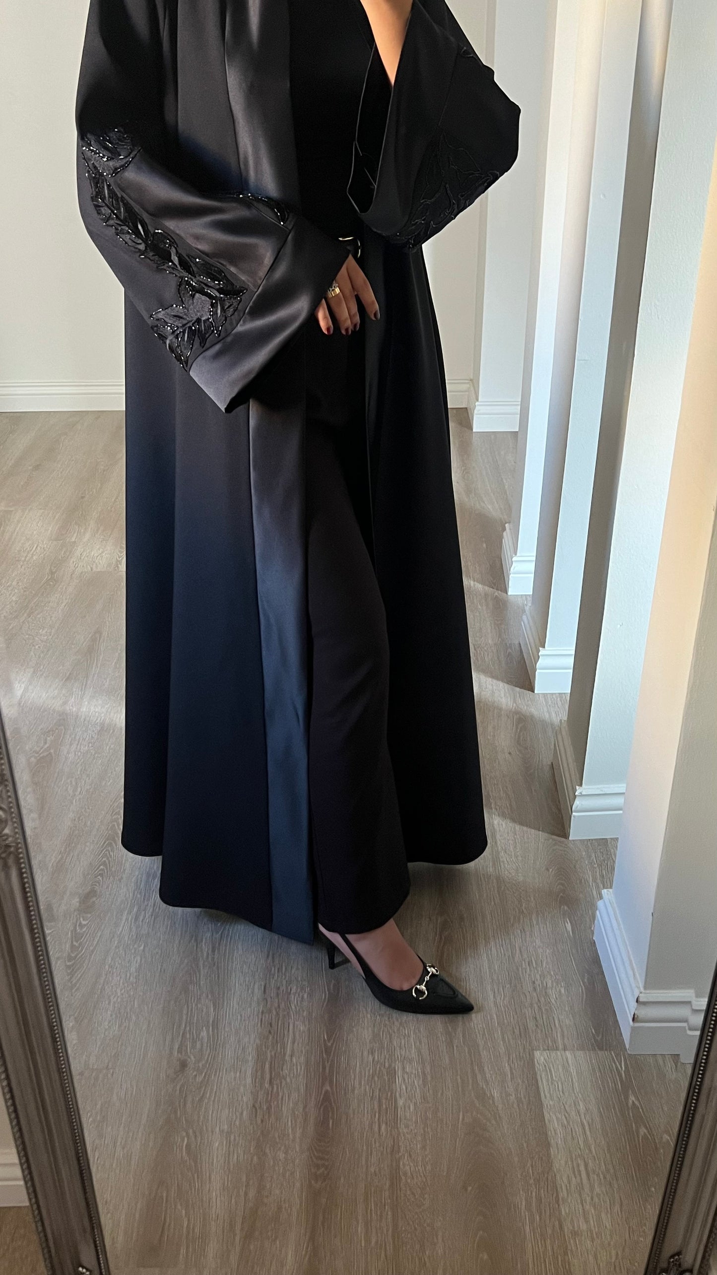 Black embroidered abaya