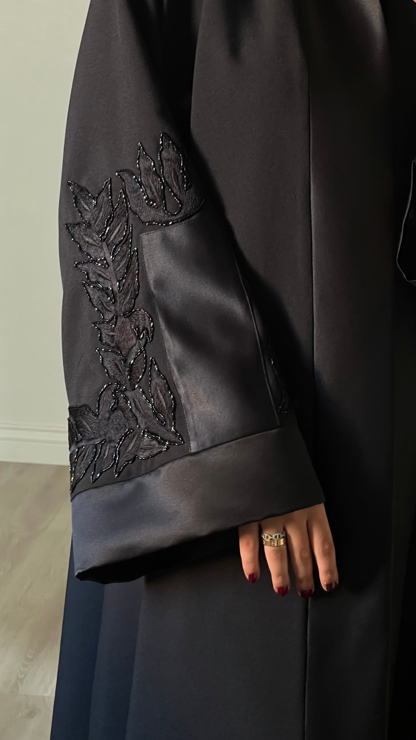 Black embroidered abaya