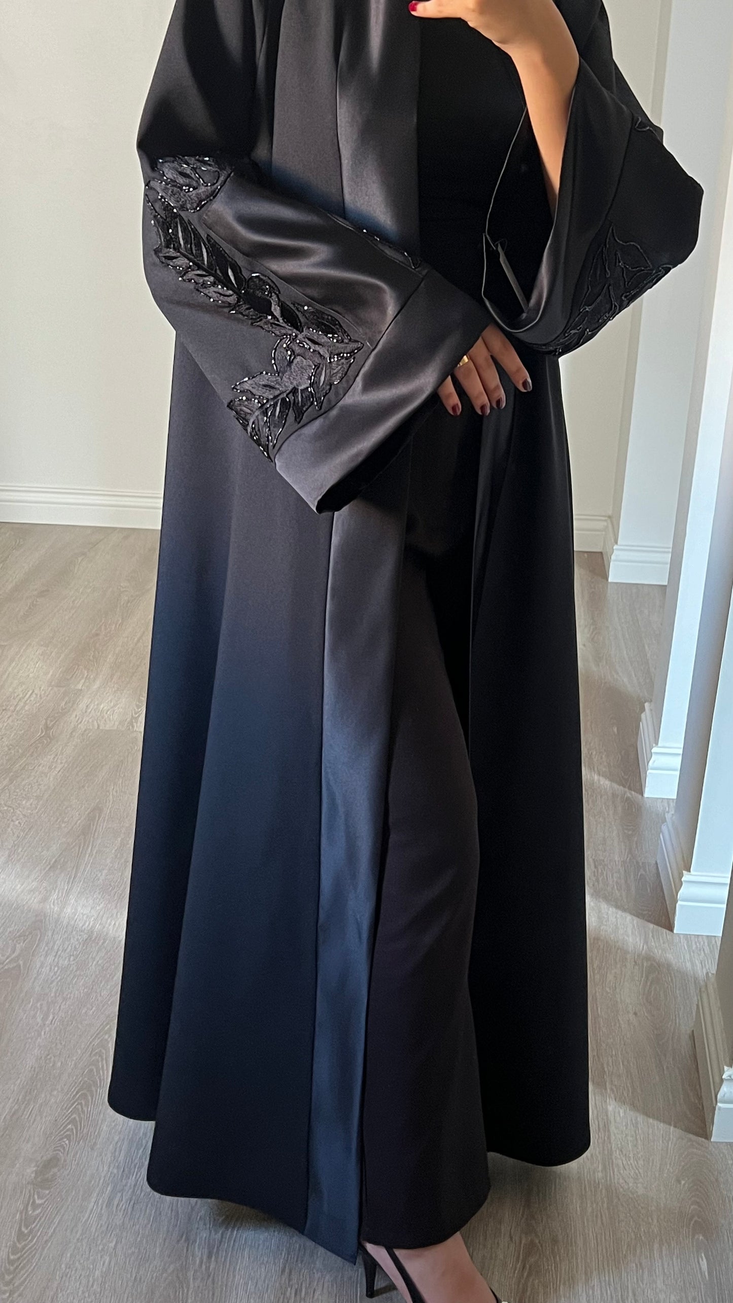 Black embroidered abaya
