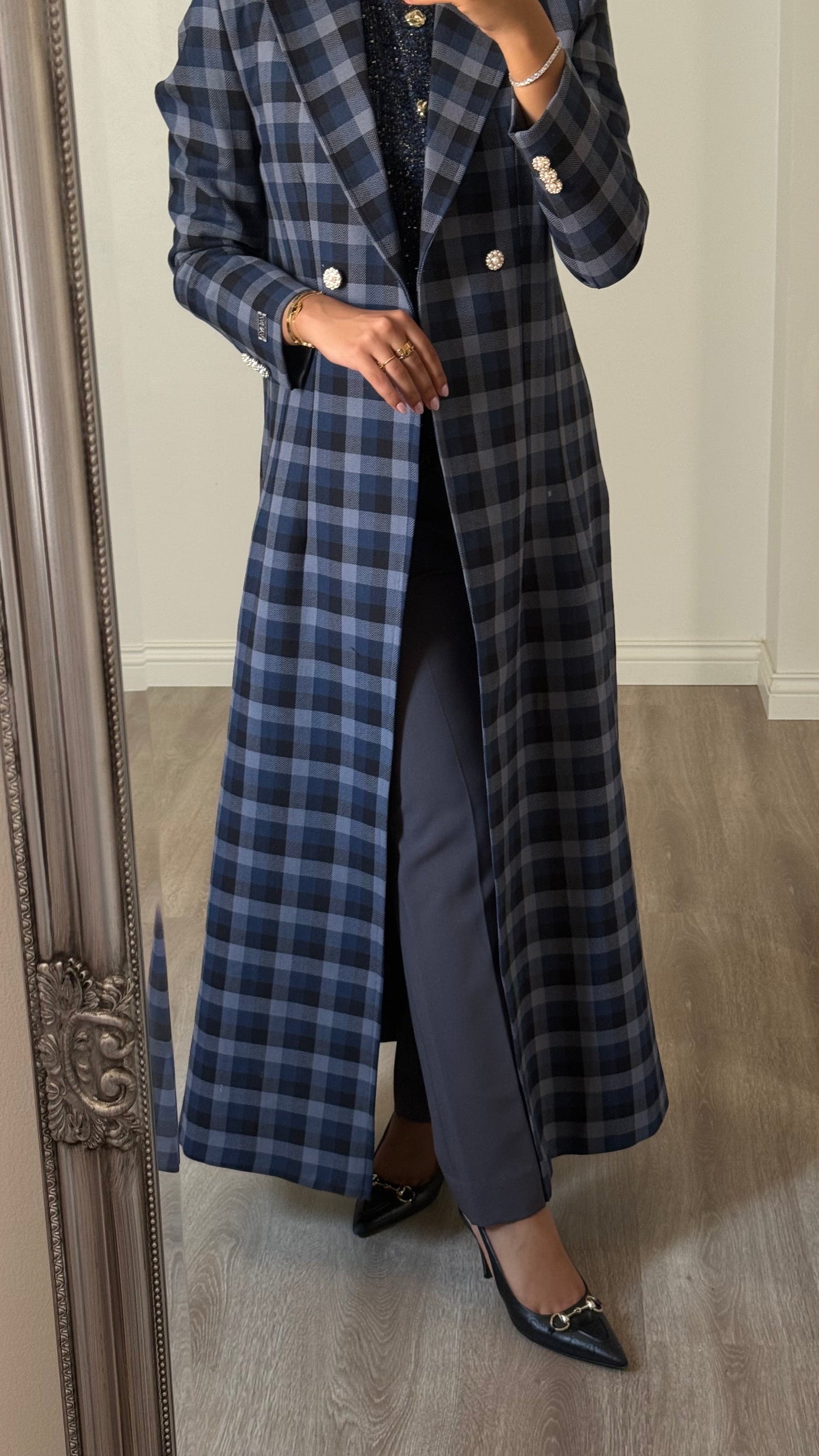 Heritage Check Coat - Blue