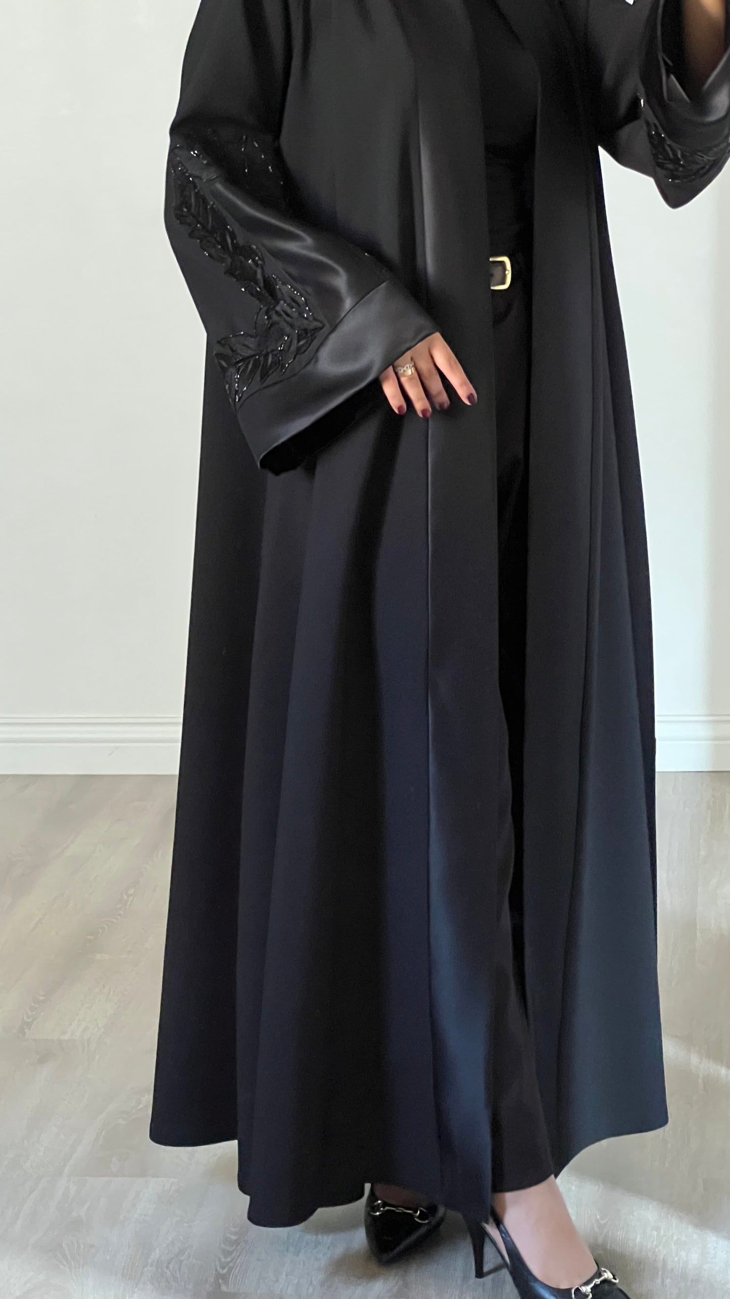 Black embroidered abaya