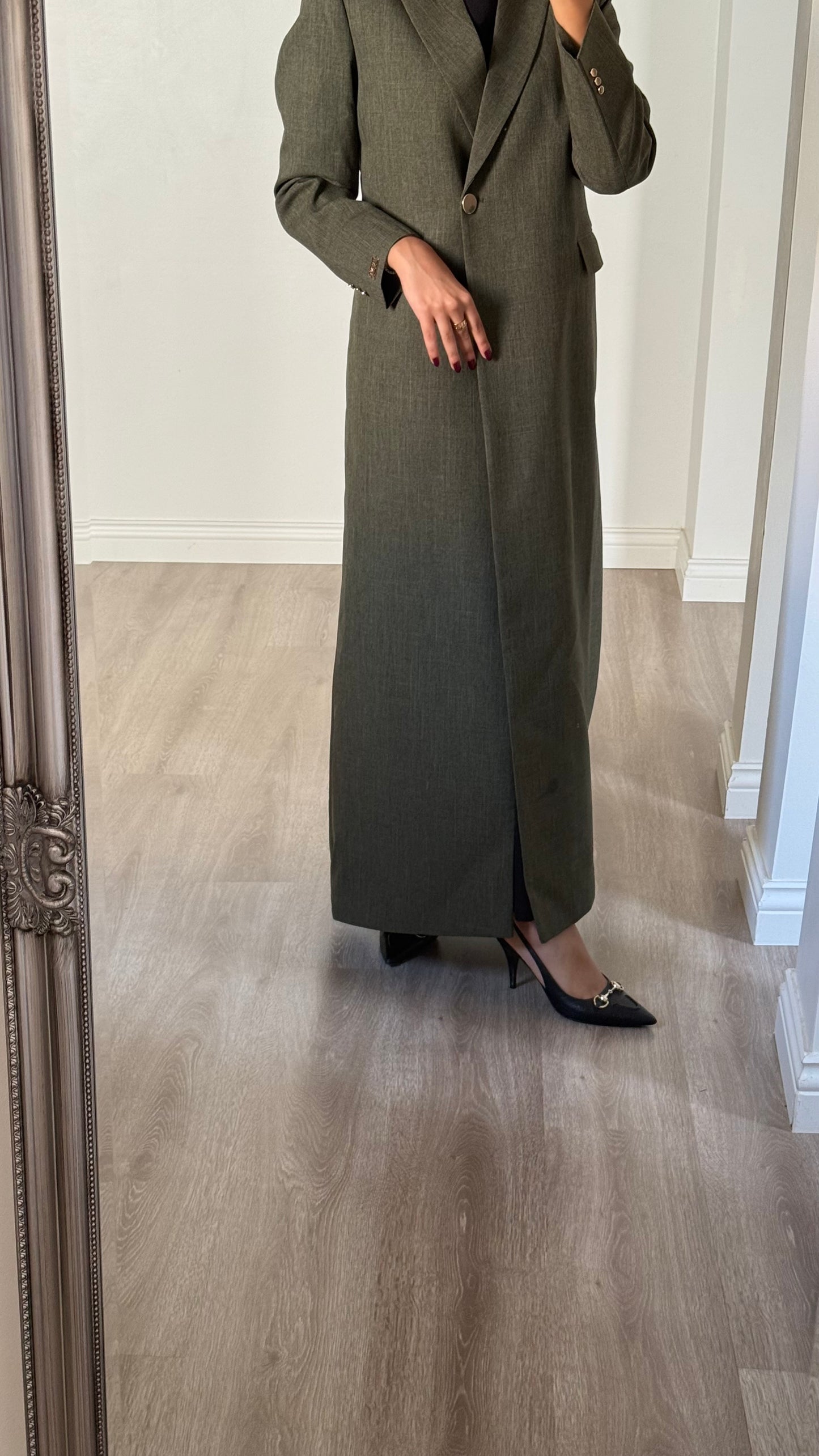 Olive green linen blazer