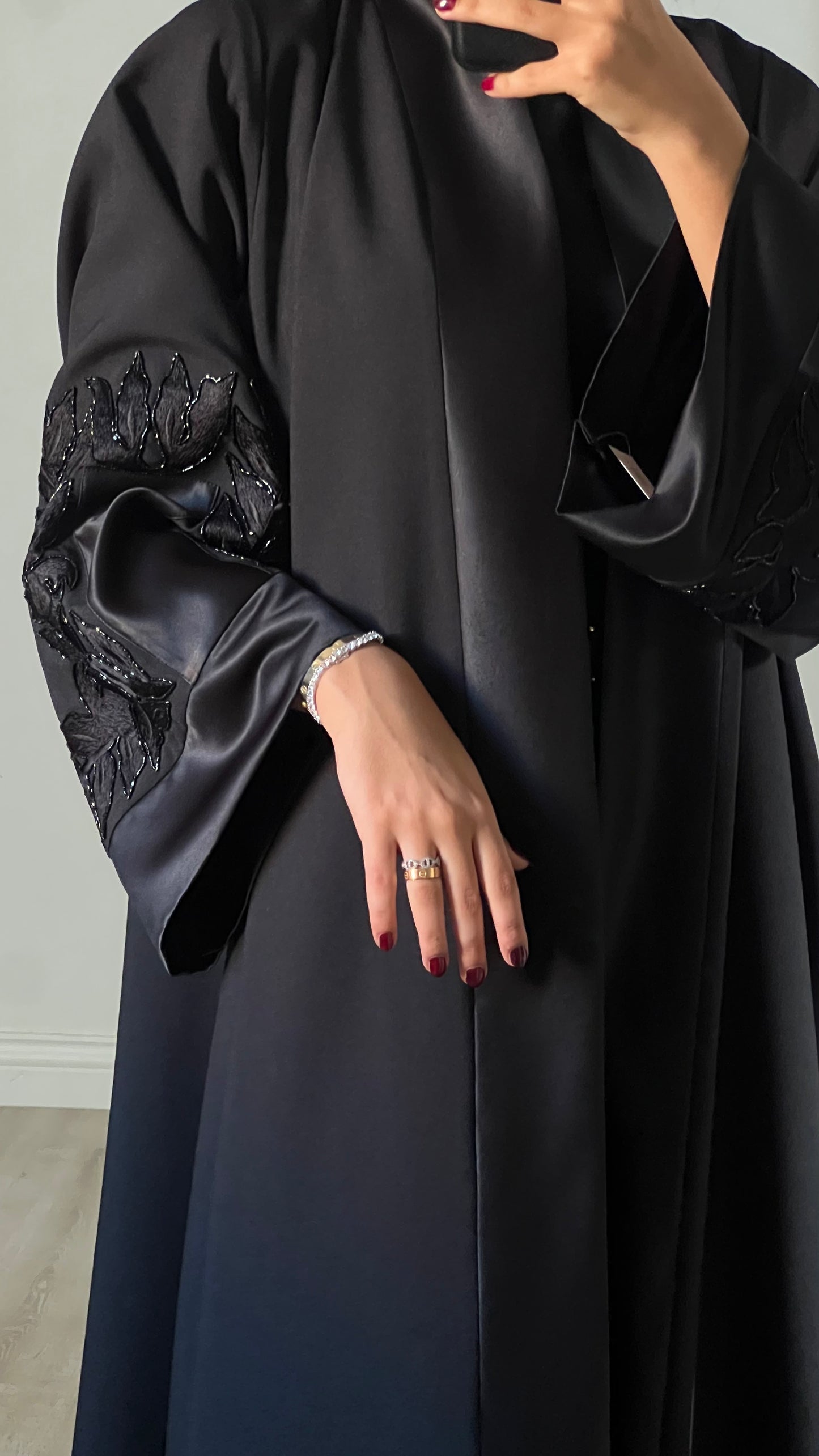 Black embroidered abaya