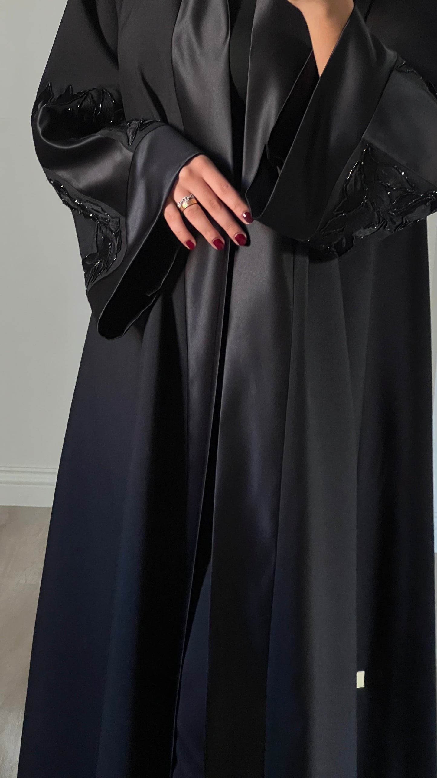 Black embroidered abaya