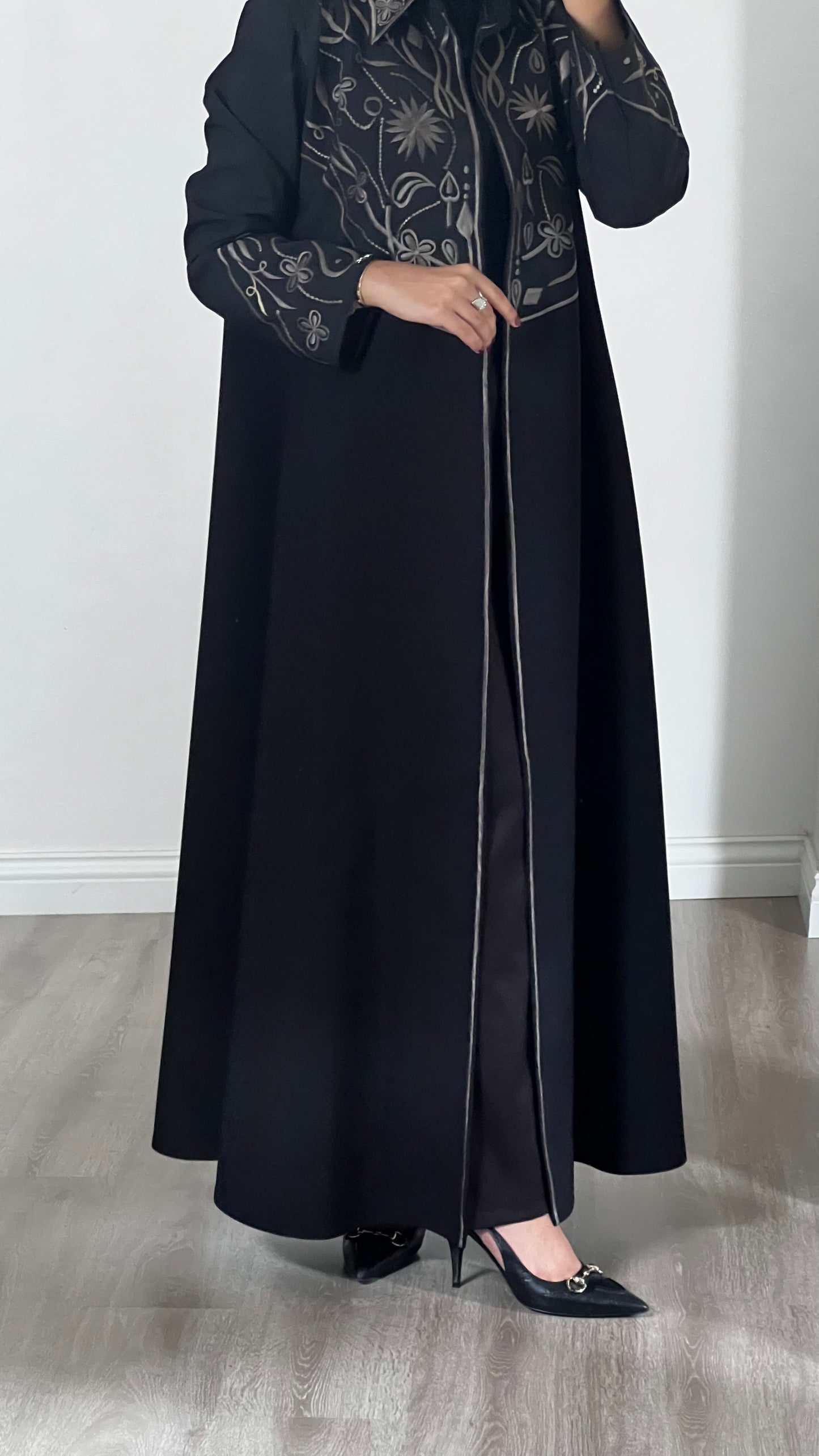 Brown embroidery abaya