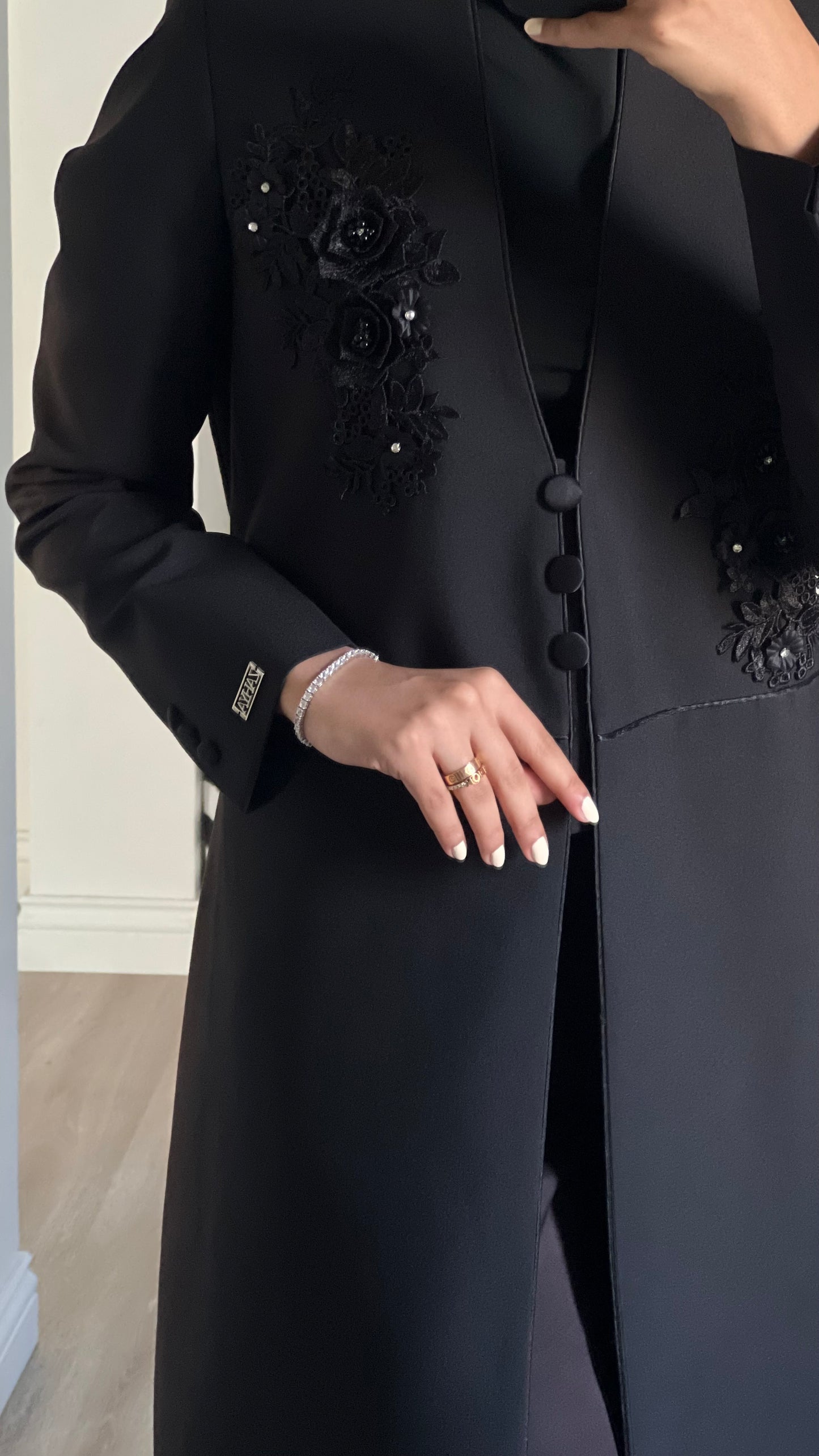 3D floral black blazer