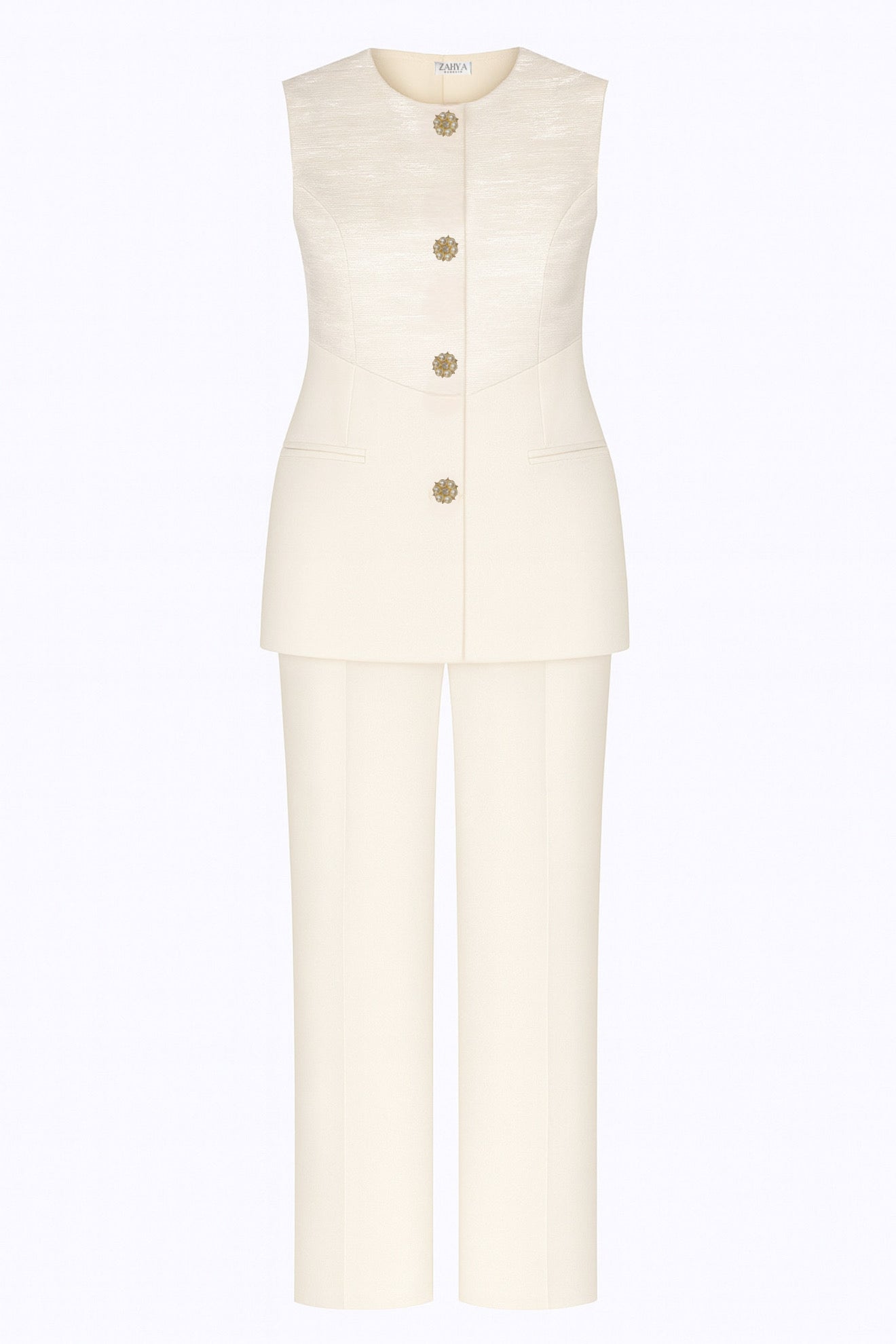 Cream Sheen vest and pant