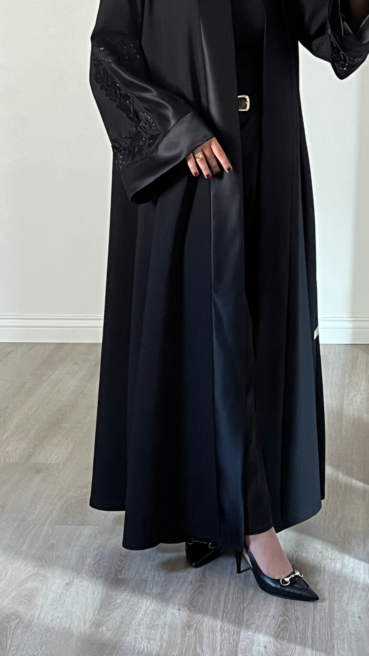 Black embroidered abaya