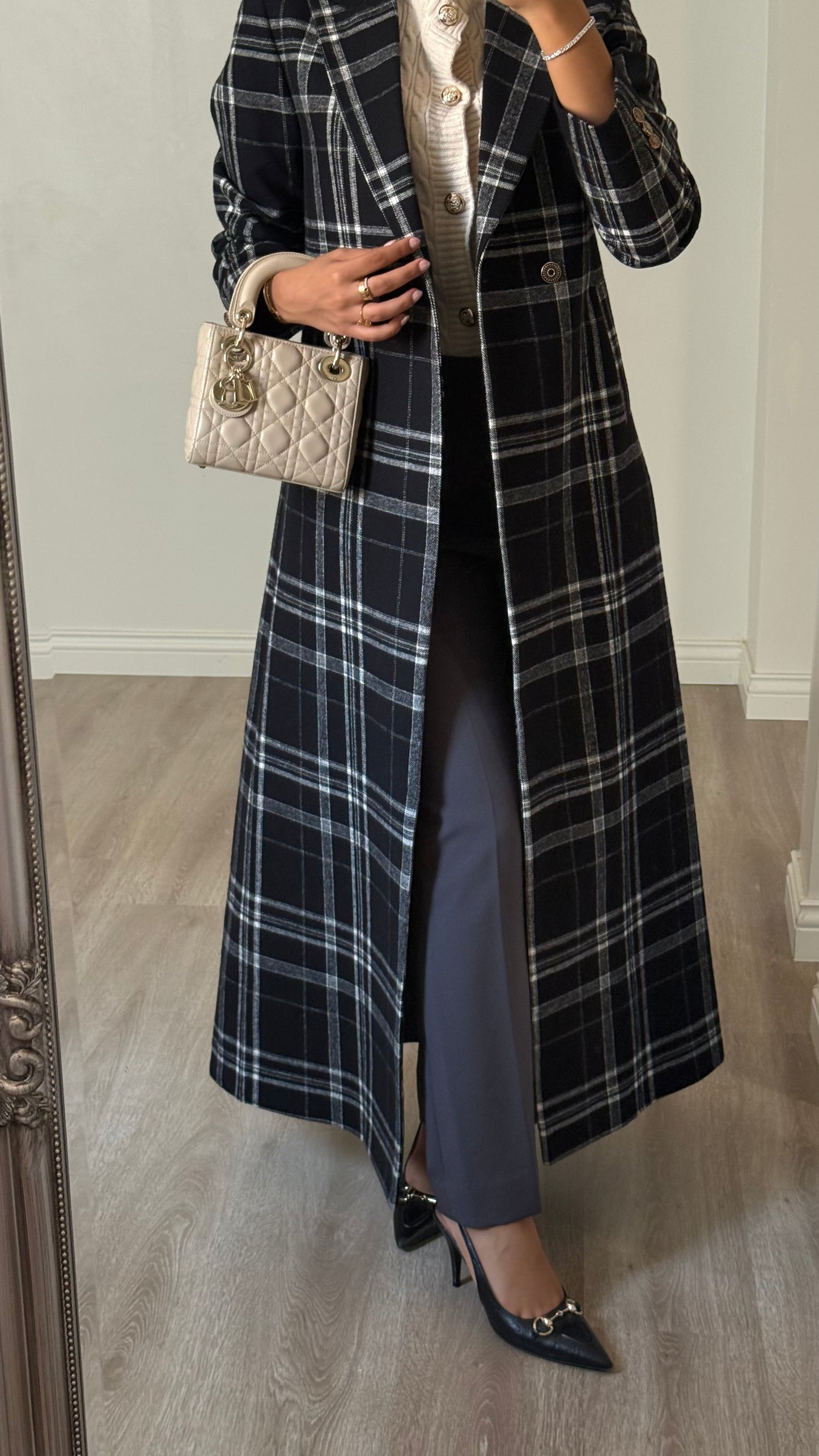 Heritage Check Coat - Black