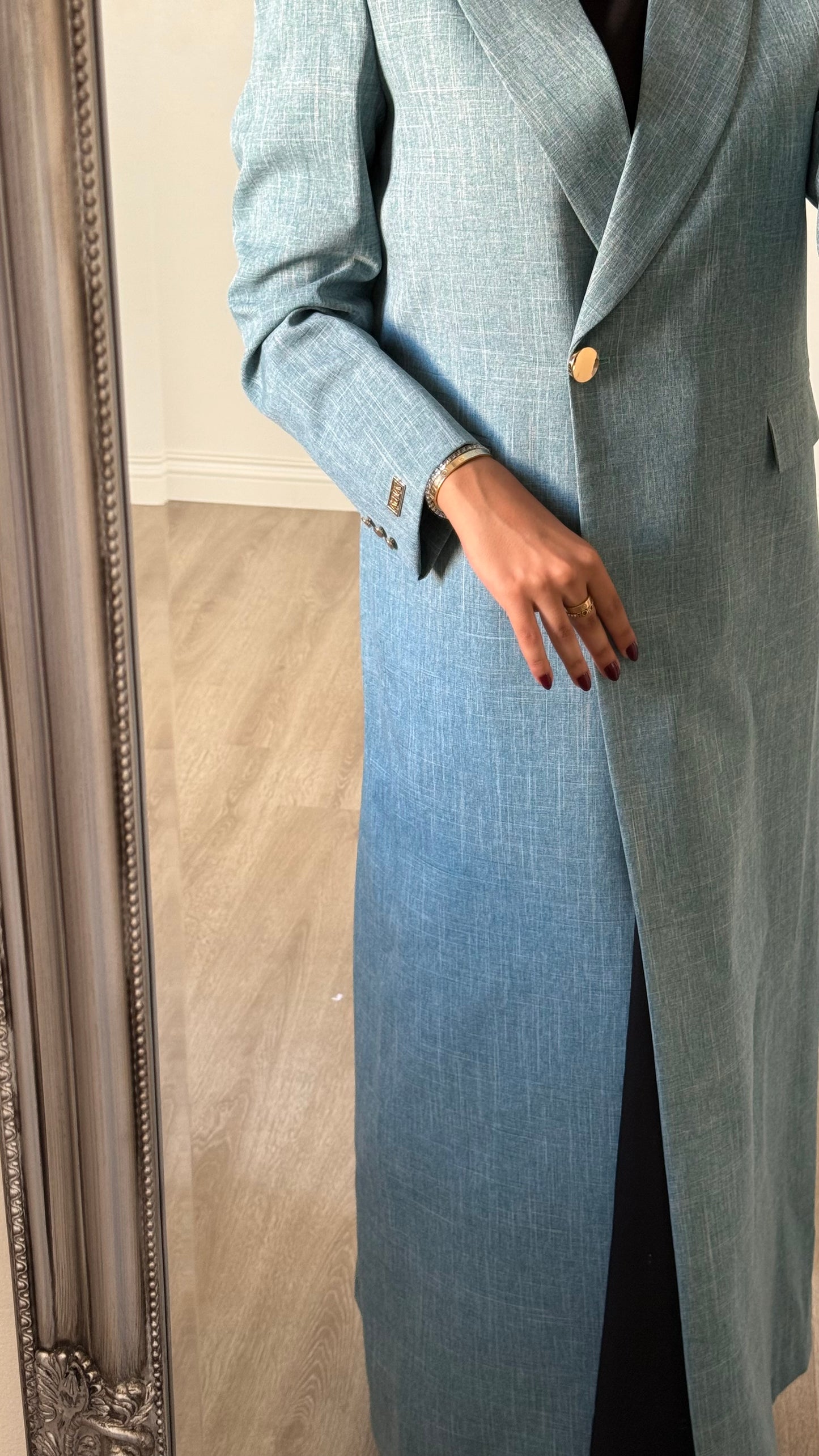 blue linen blazer
