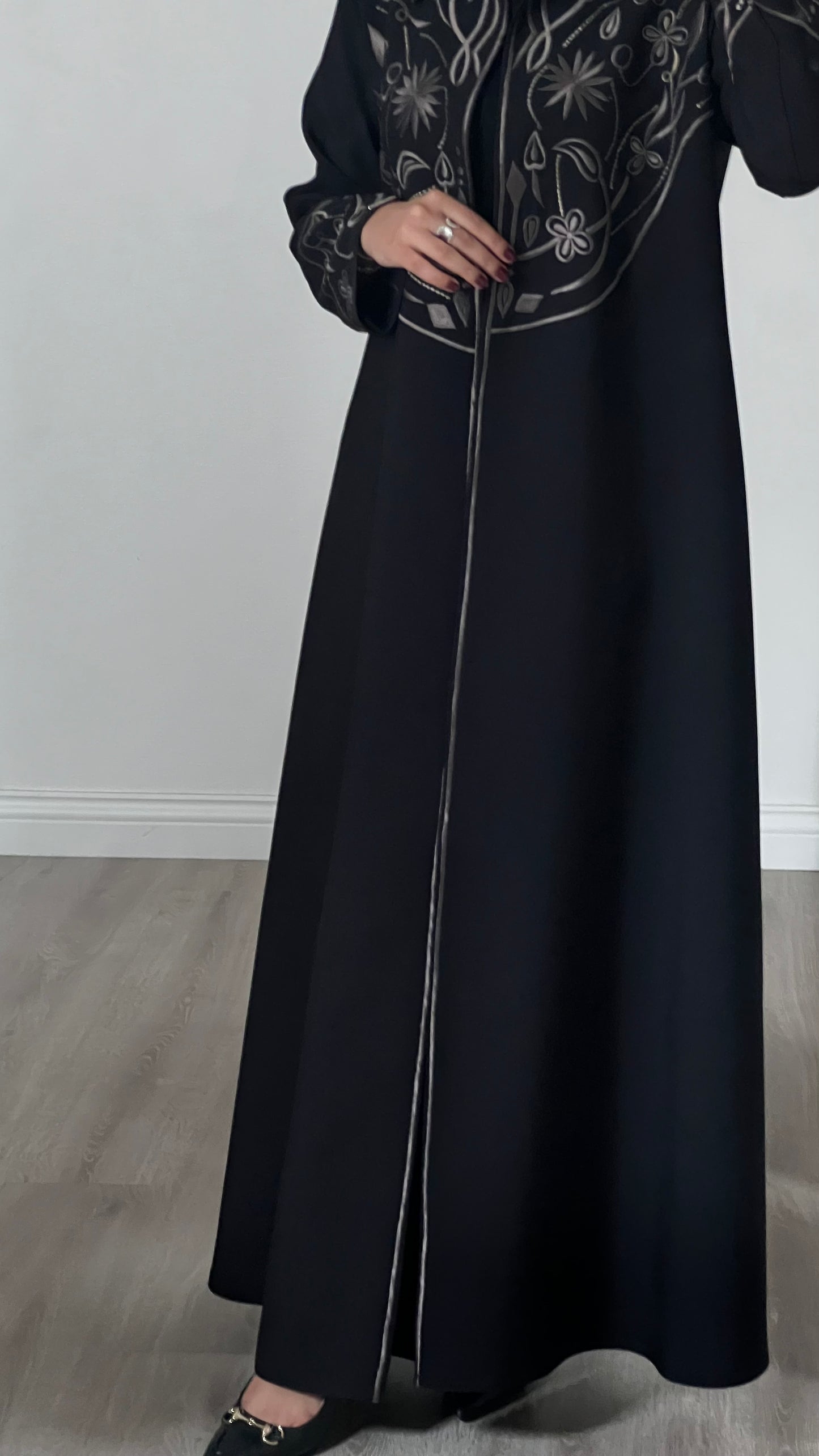 Brown embroidery abaya