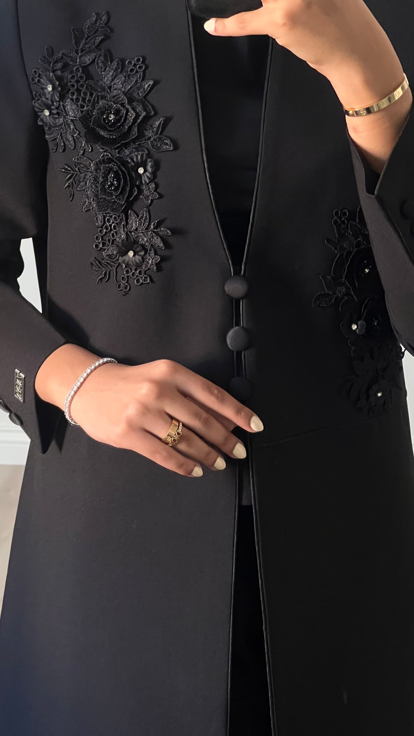 3D floral black blazer