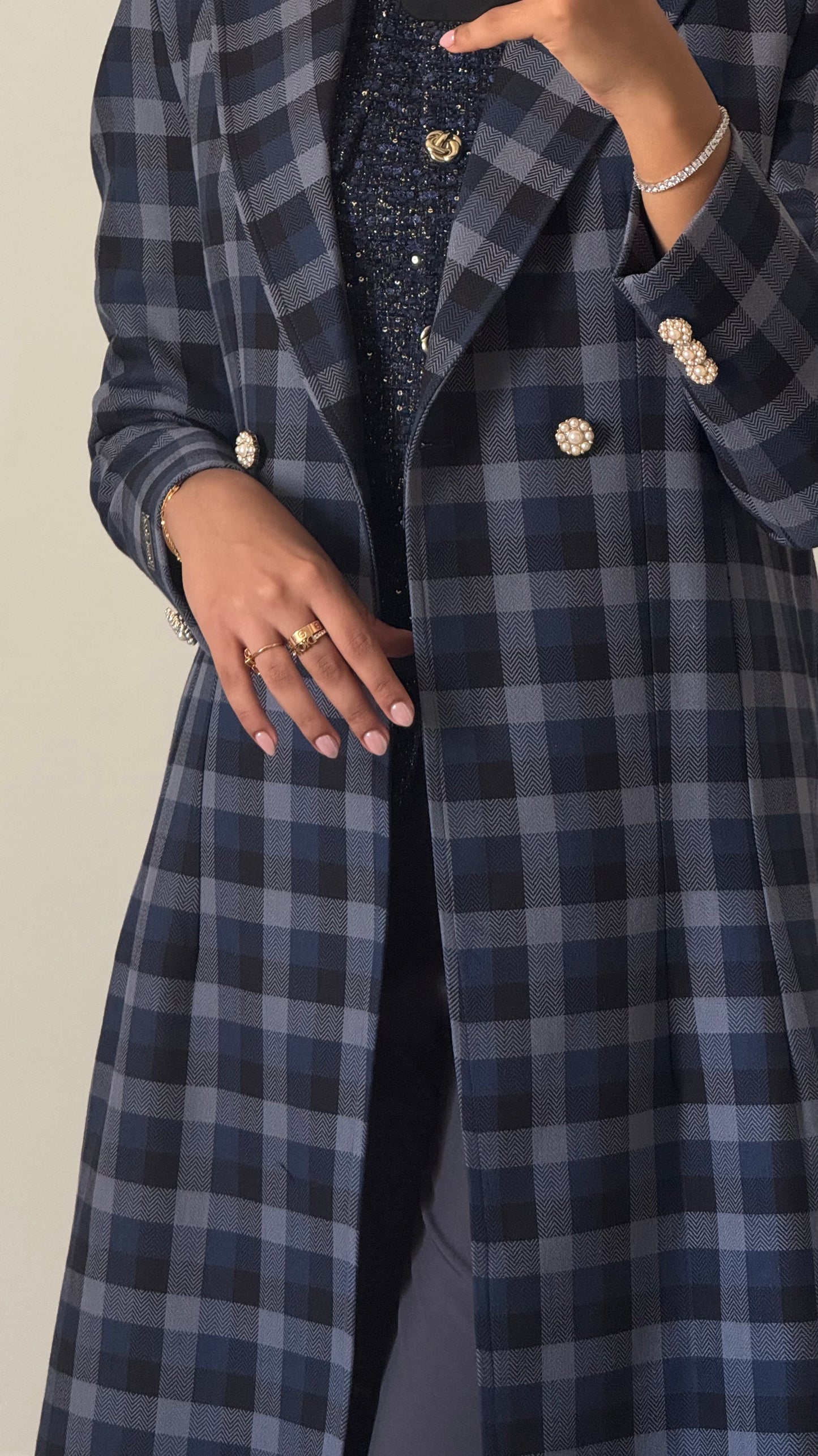 Heritage Check Coat - Blue
