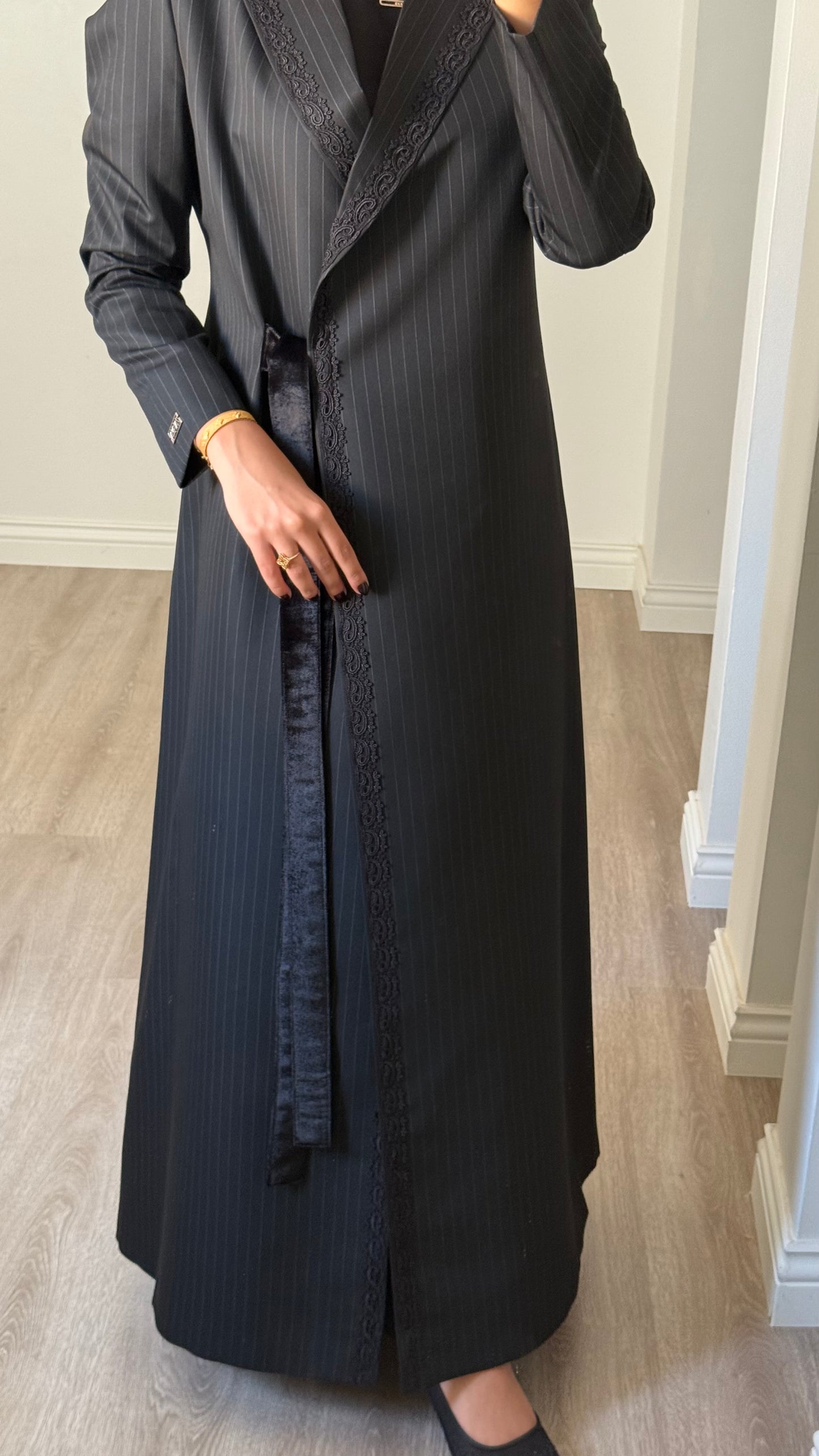 Pinstripe Elegance – Black
