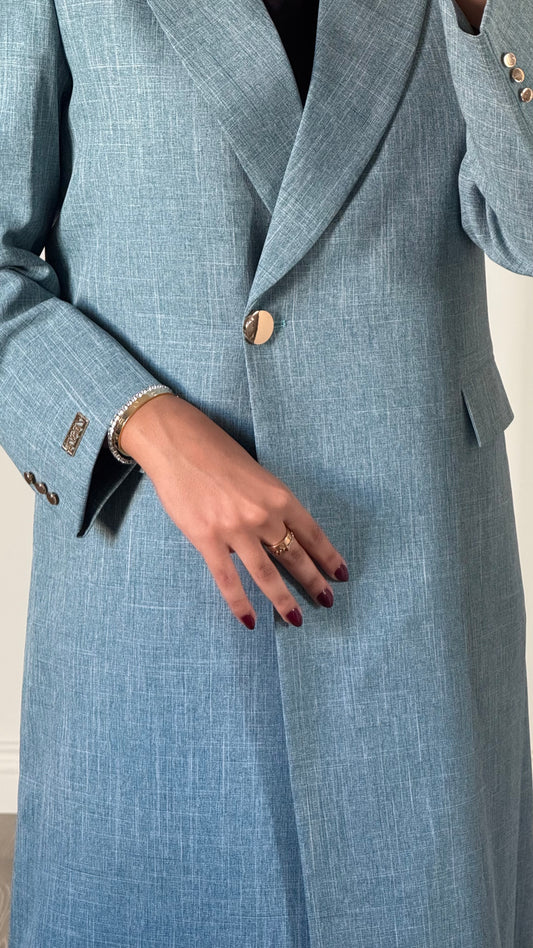 blue linen blazer