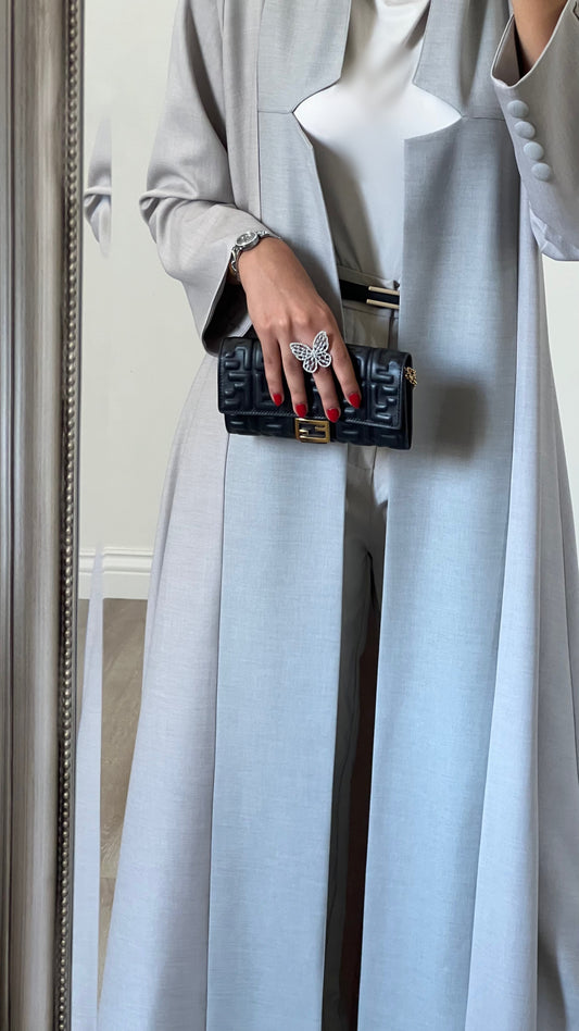 Grey & blue abaya