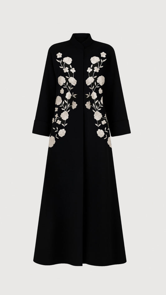 White flower abaya