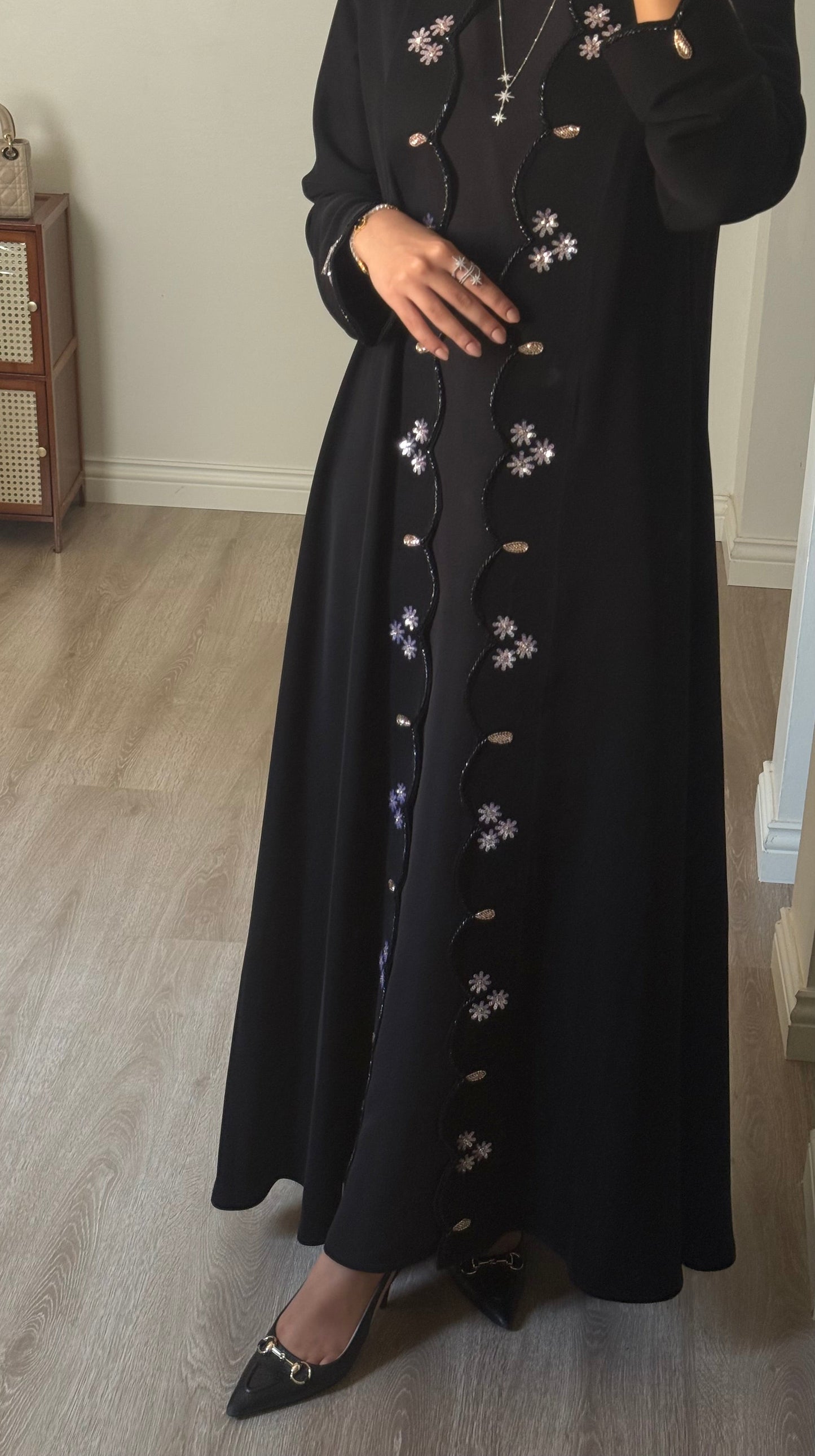 Midnight bloom abaya