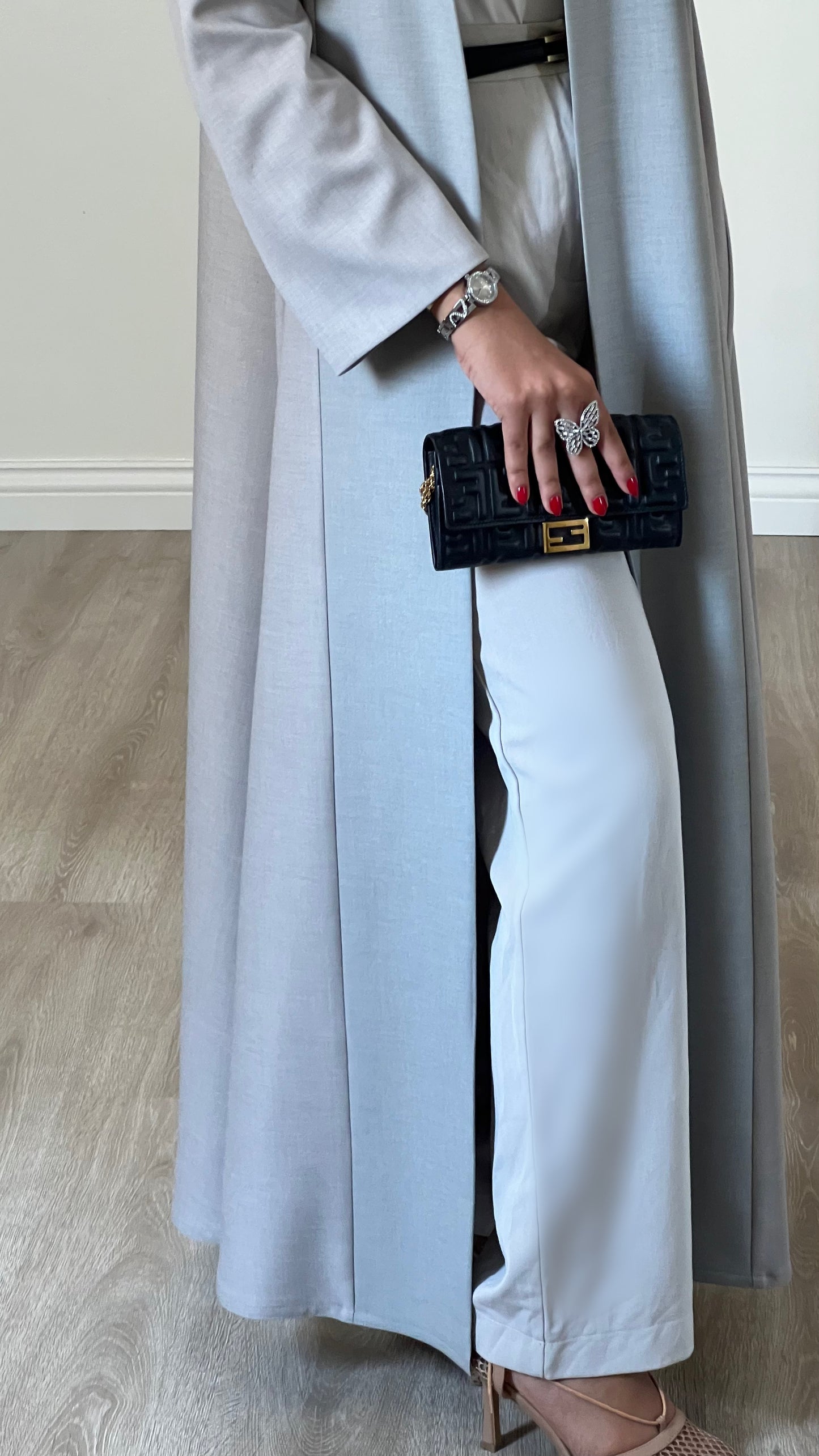 Grey & blue abaya