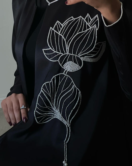 Abaya تفته مع تطريز باللؤلؤ