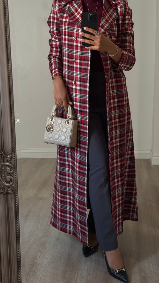 Heritage Check Coat - Red