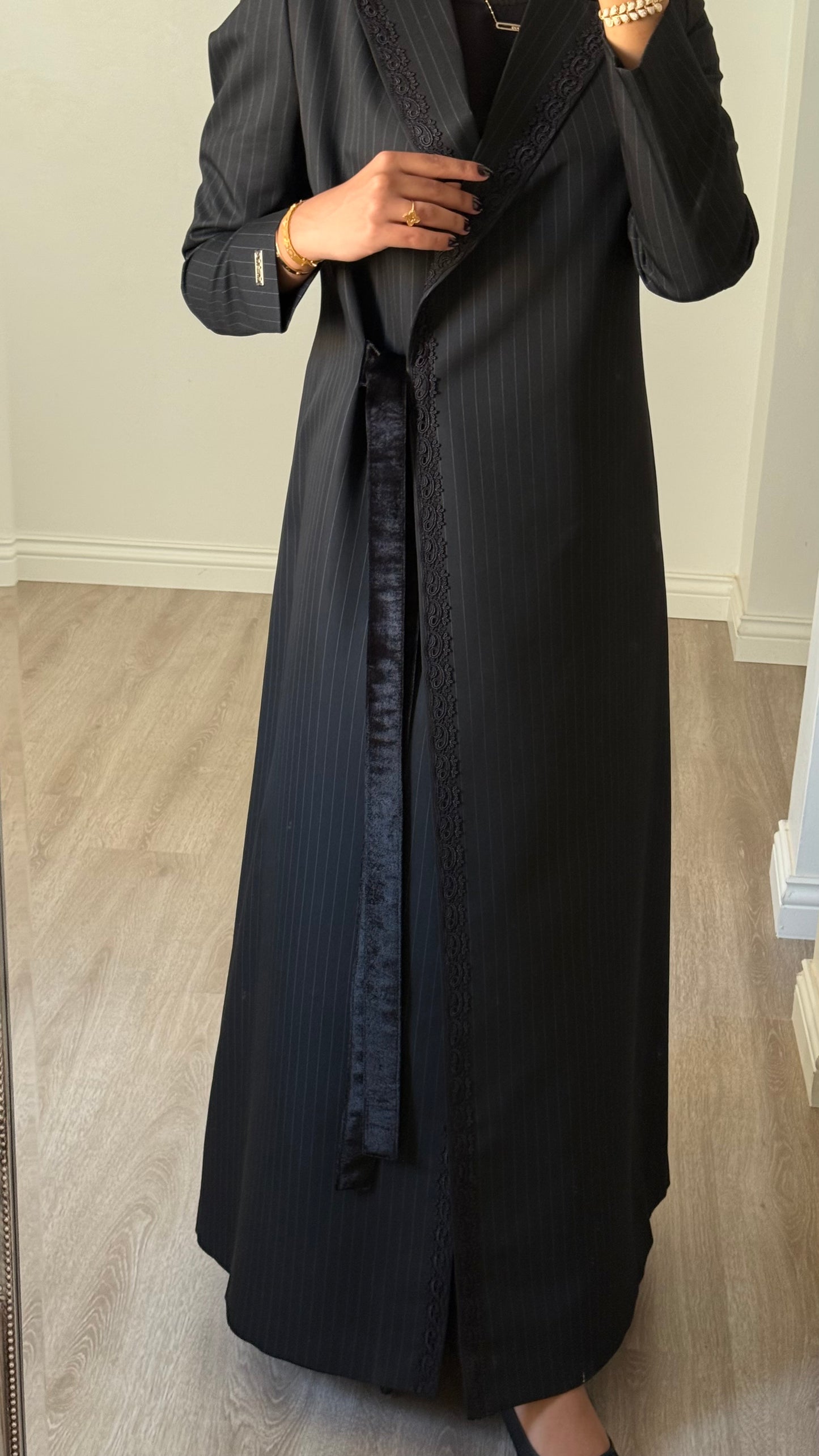 Pinstripe Elegance – Black