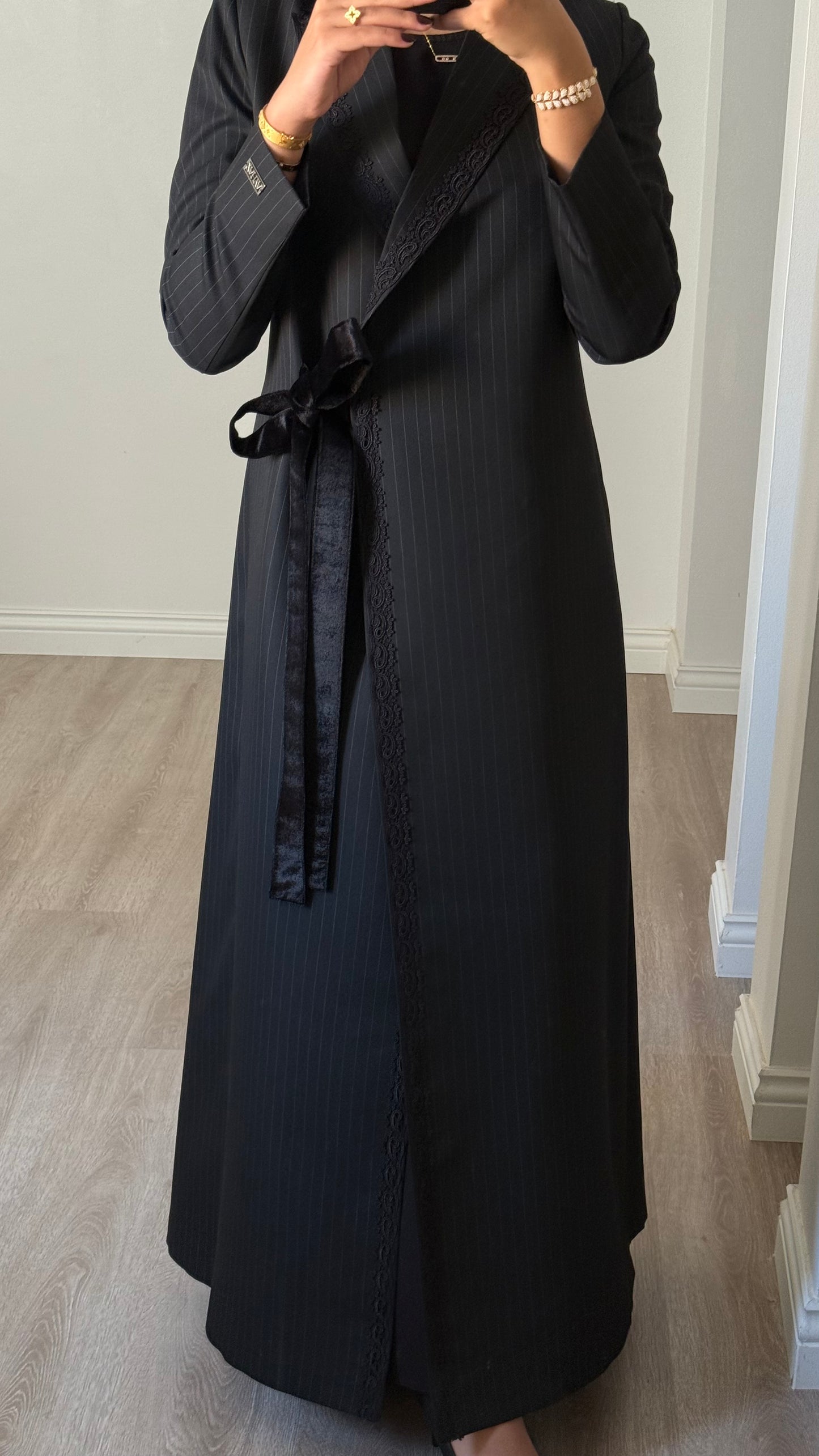 Pinstripe Elegance – Black