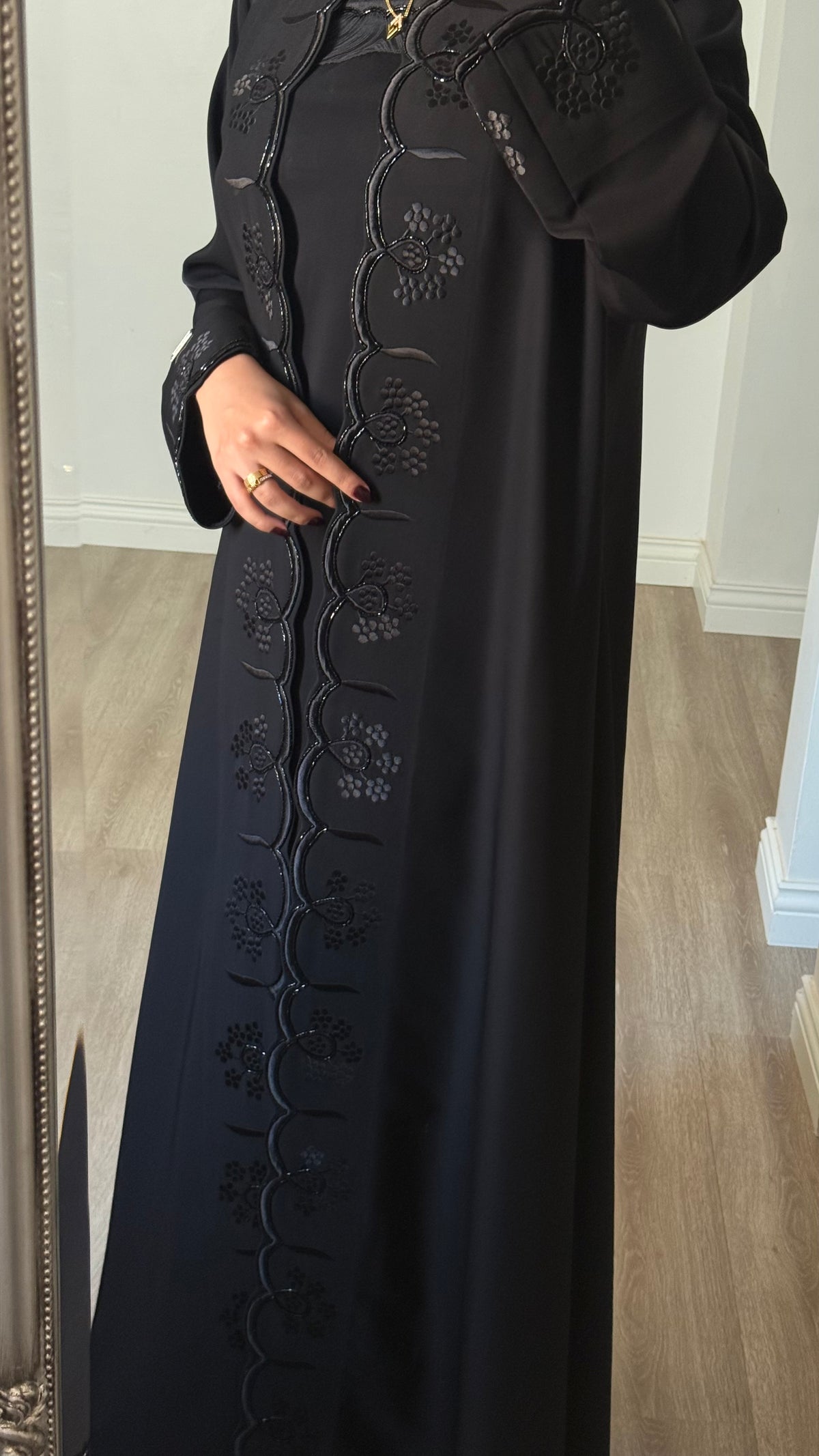 Midnight bloom abaya - Black
