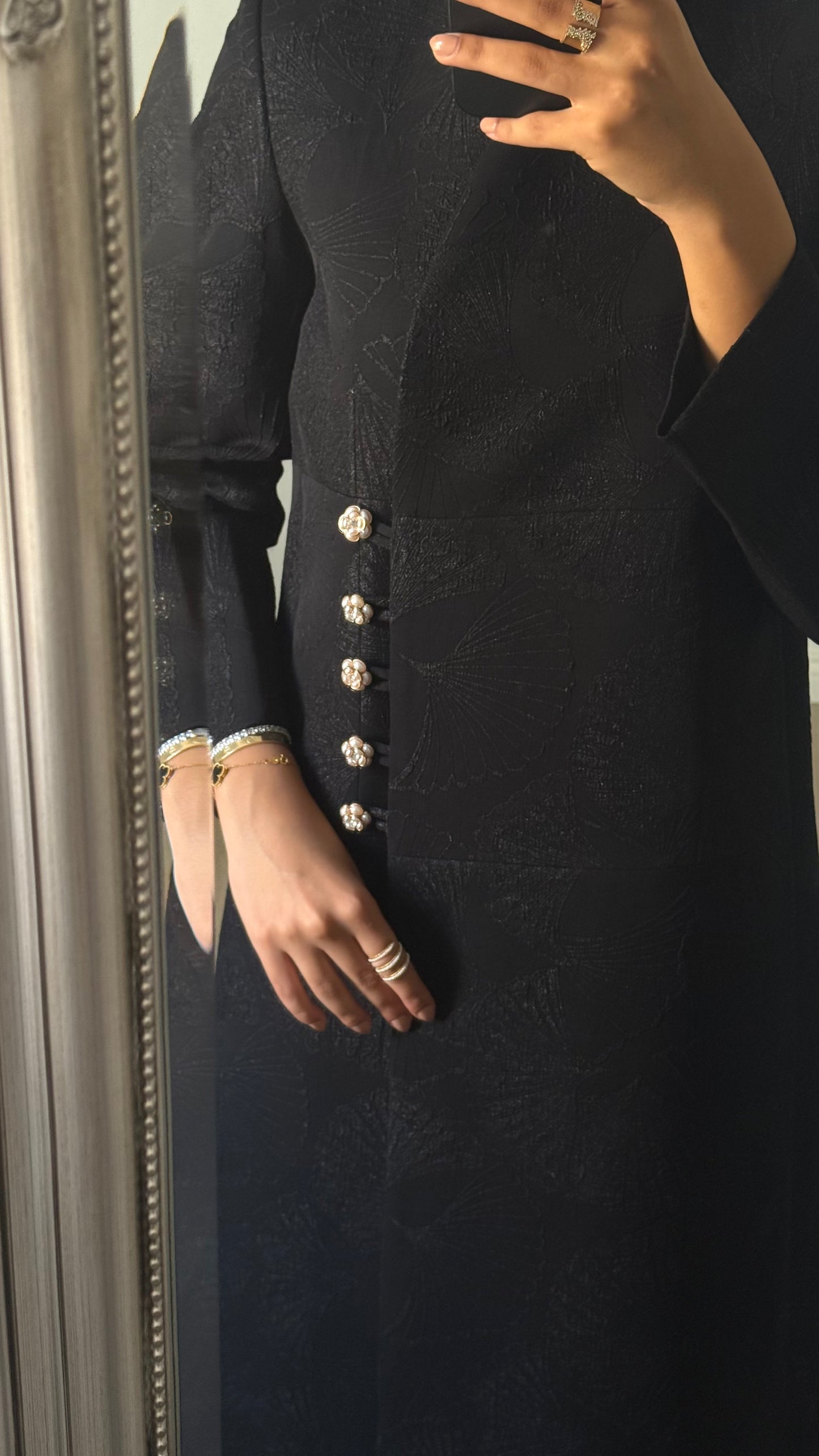 Black Bloom Button blazer