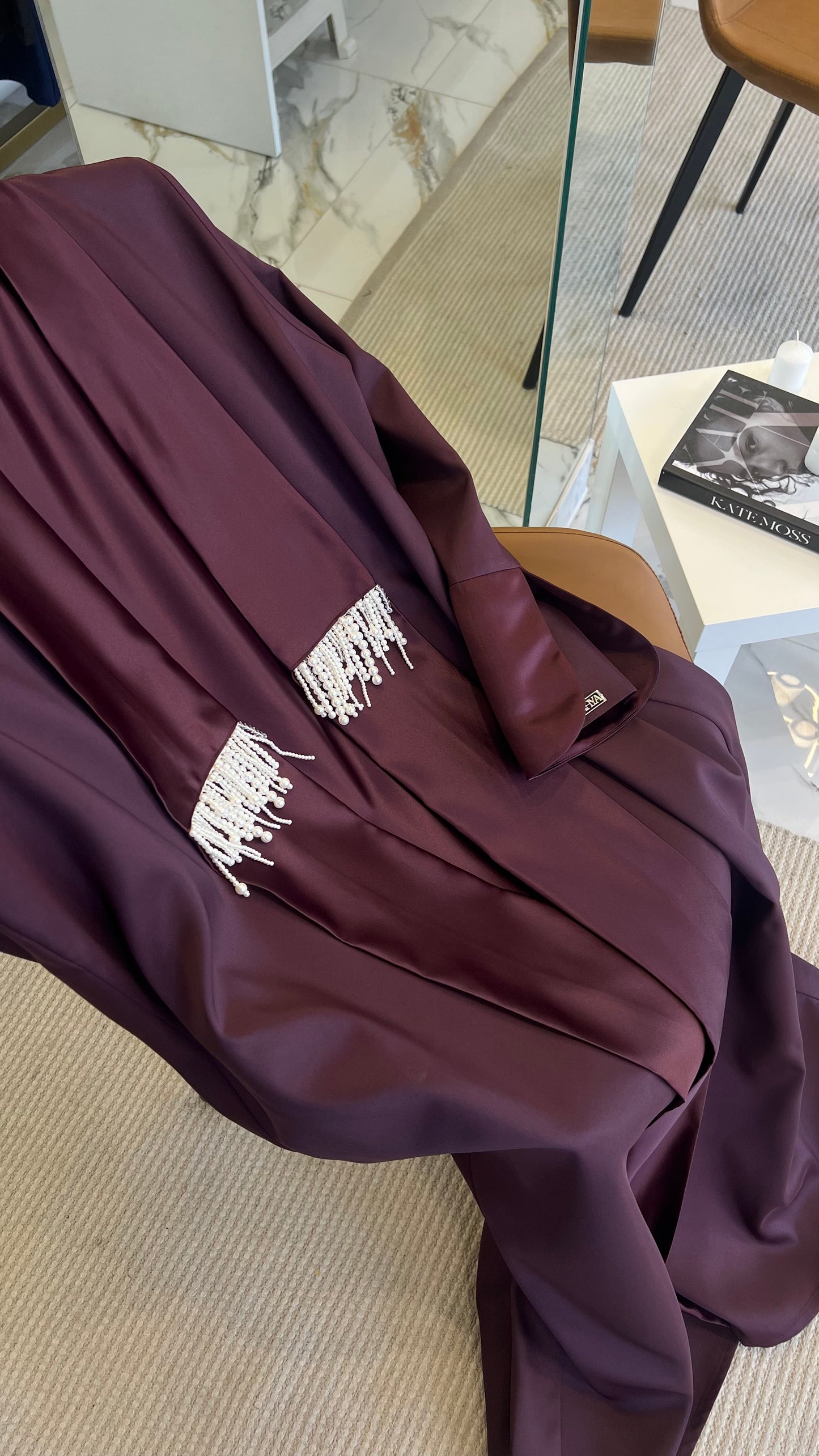 Burgundy Pearl abaya