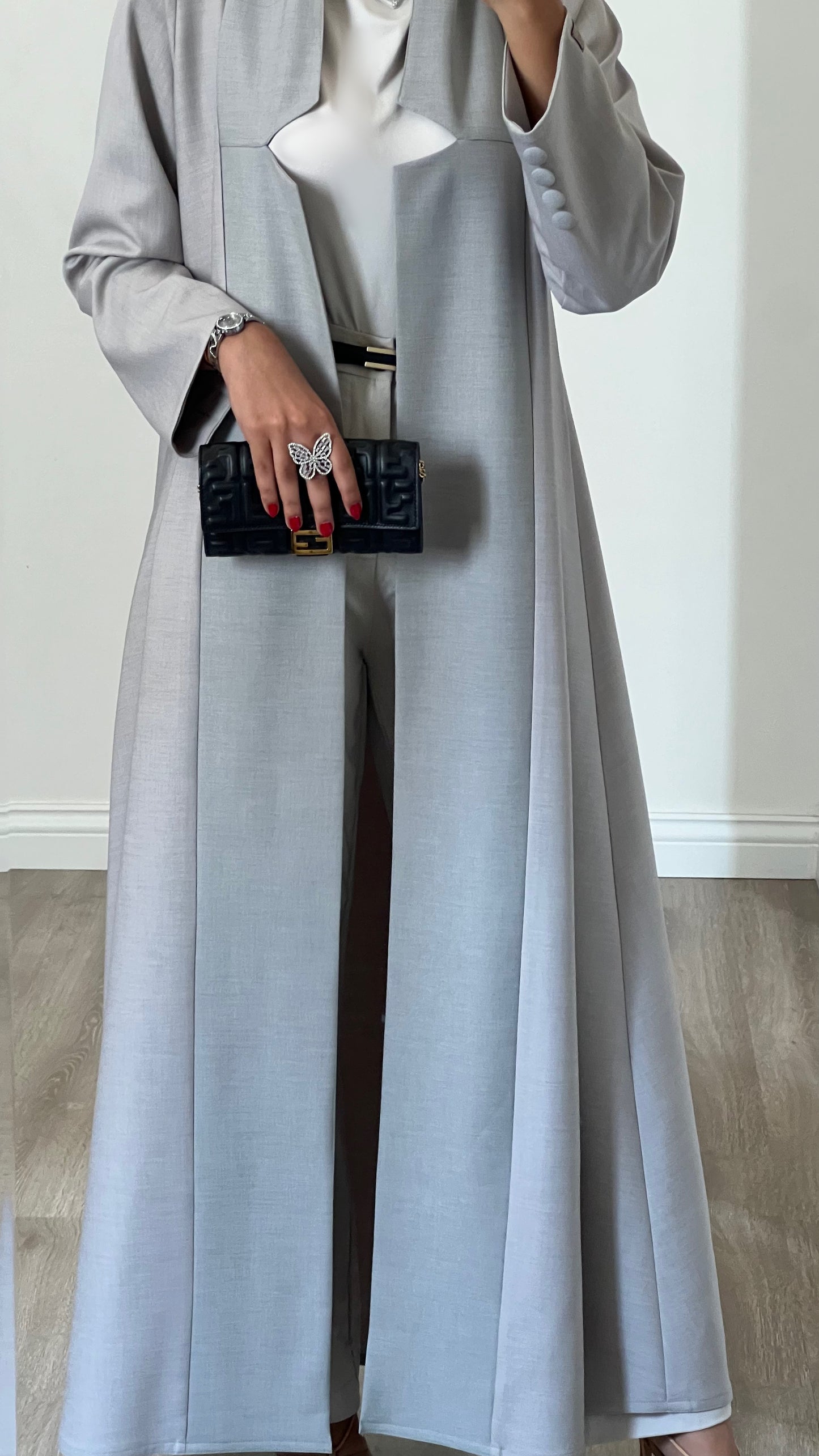 Grey & blue abaya