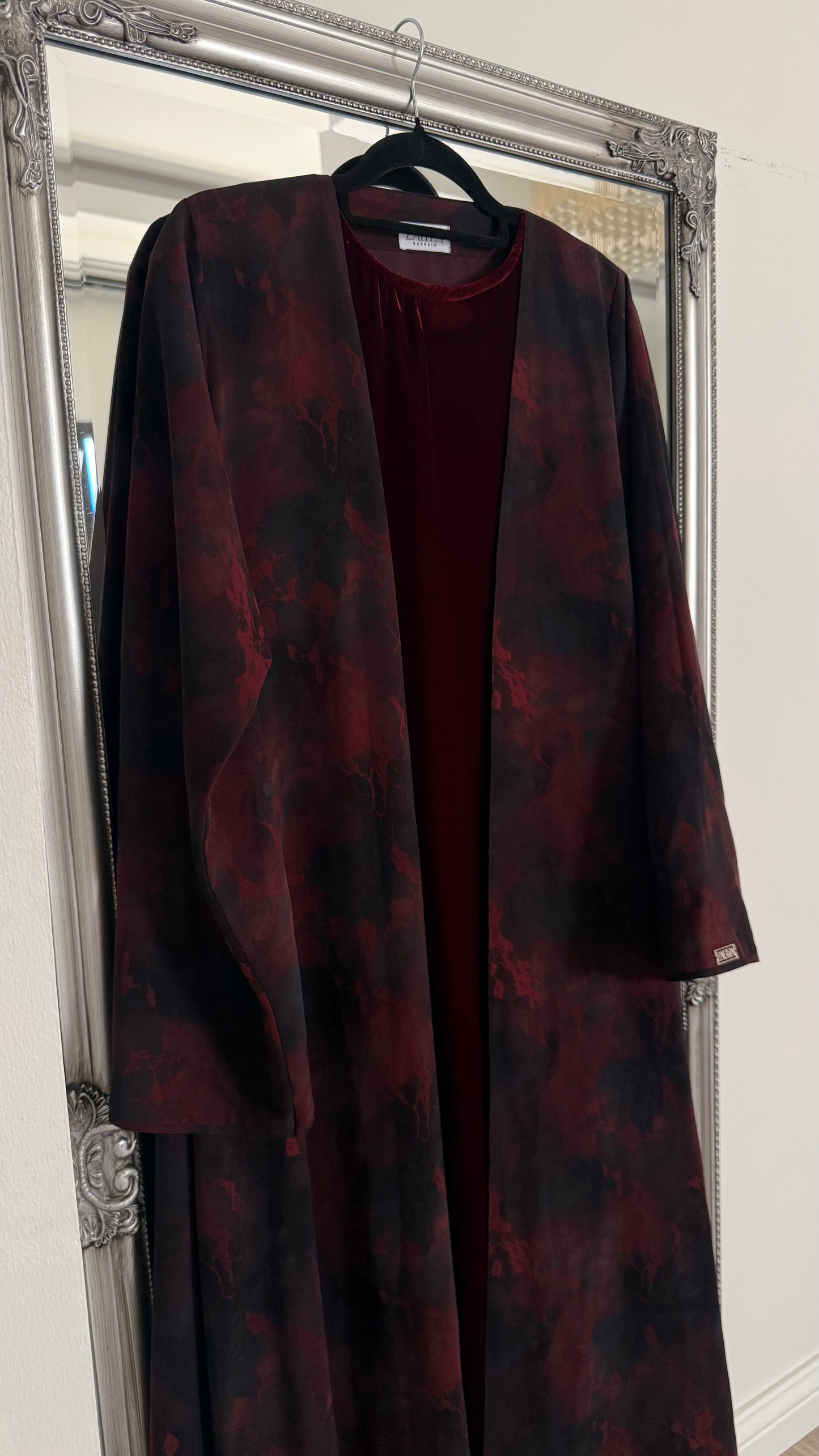 Burgundy Mist abaya + Dress