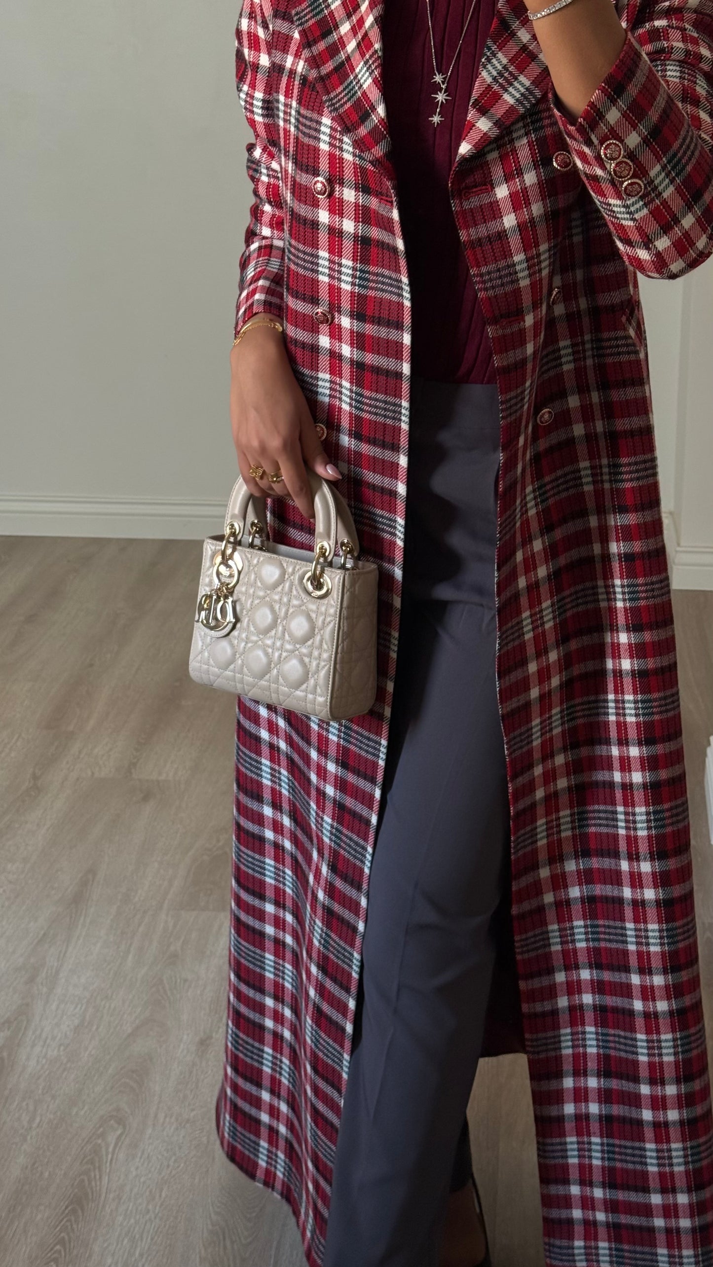 Heritage Check Coat - Red