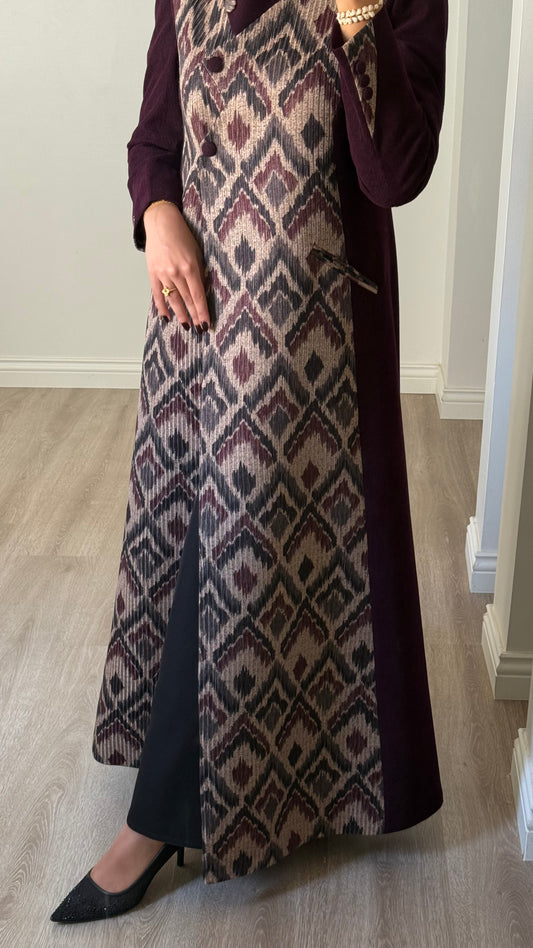 Ikat burgundy winter blazer