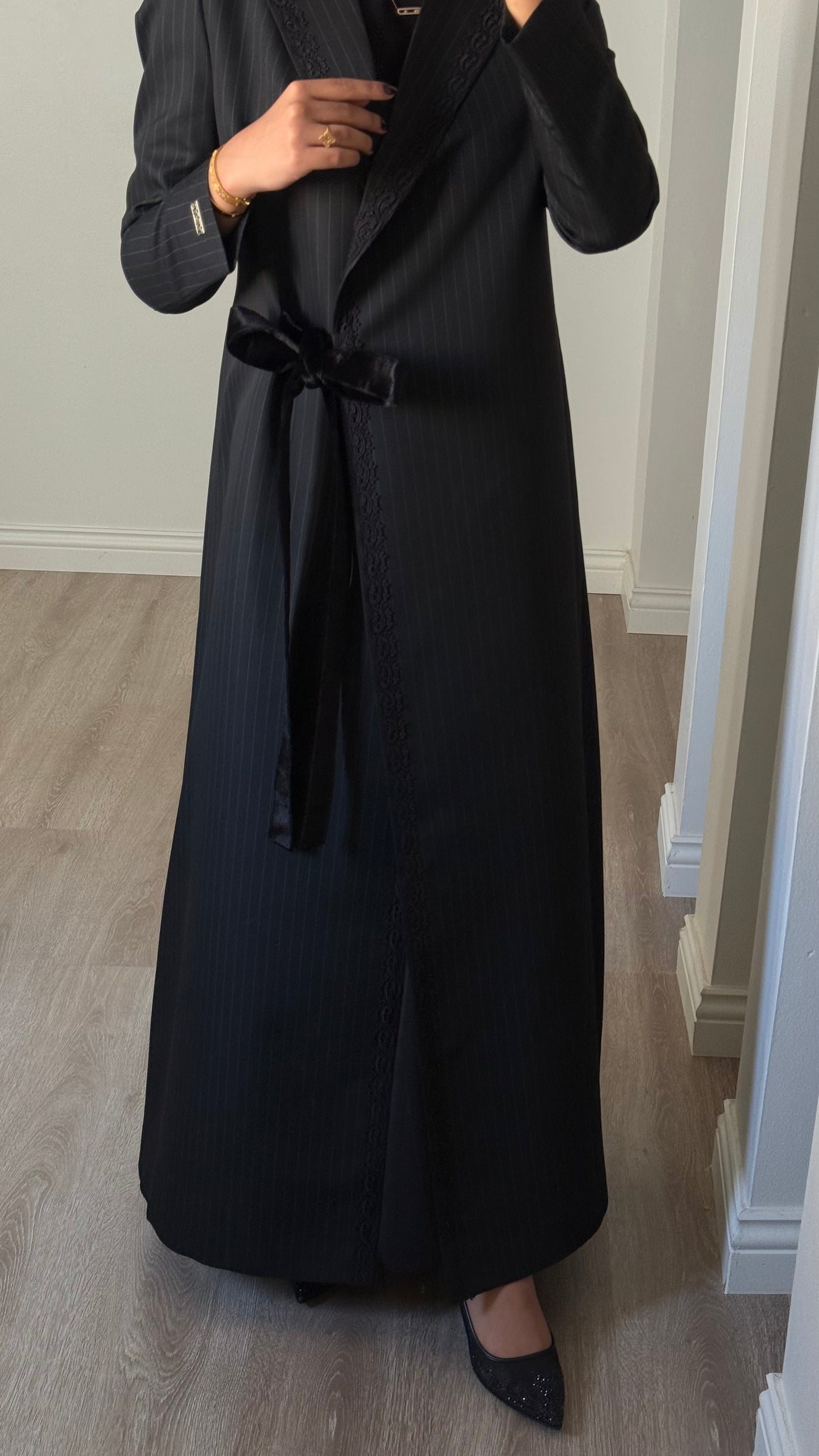 Pinstripe Elegance – Black