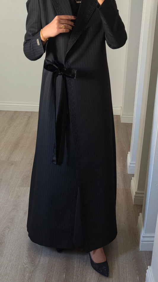 Pinstripe Elegance – Black